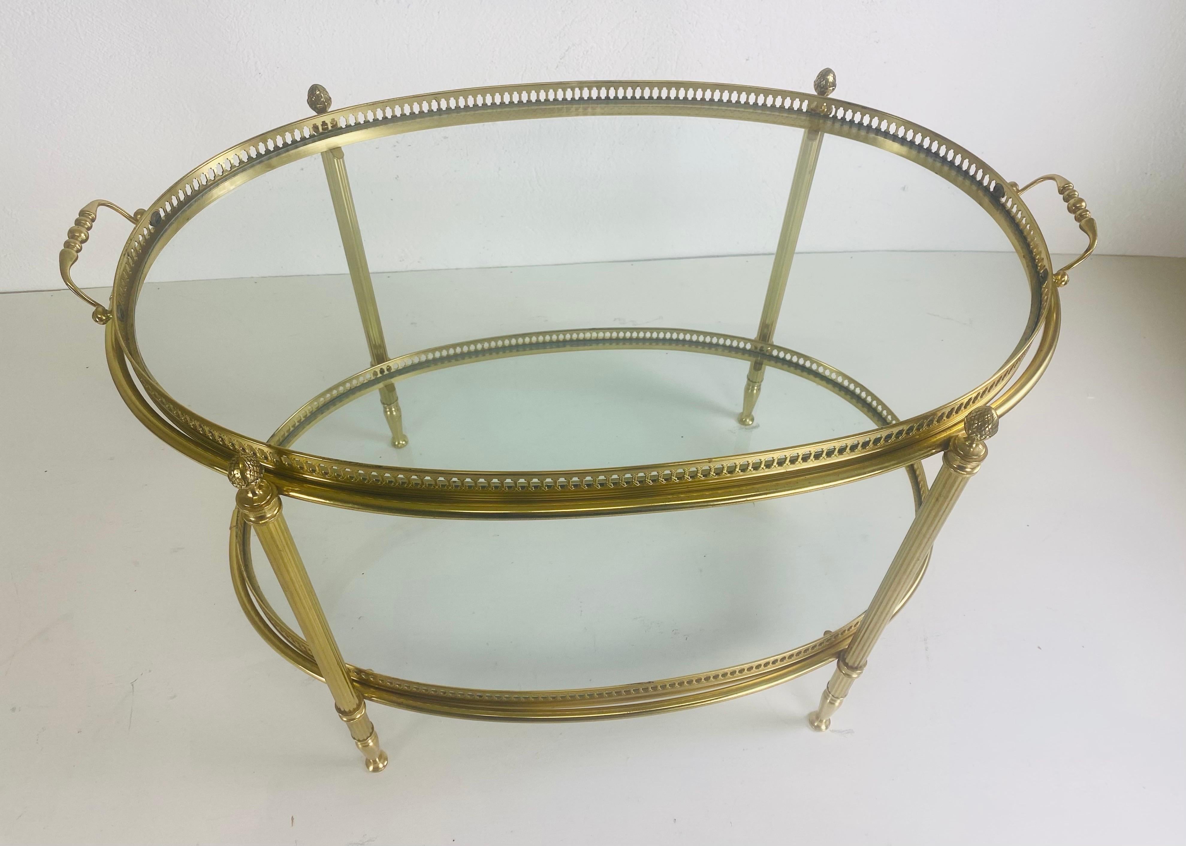 Handsome mid century solid brass Italian tray table after Maison Jansen For Sale 1