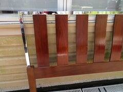 Handsome Milo Baughman Kingsize Chrome Walnut Headboard Mid-Century Modern