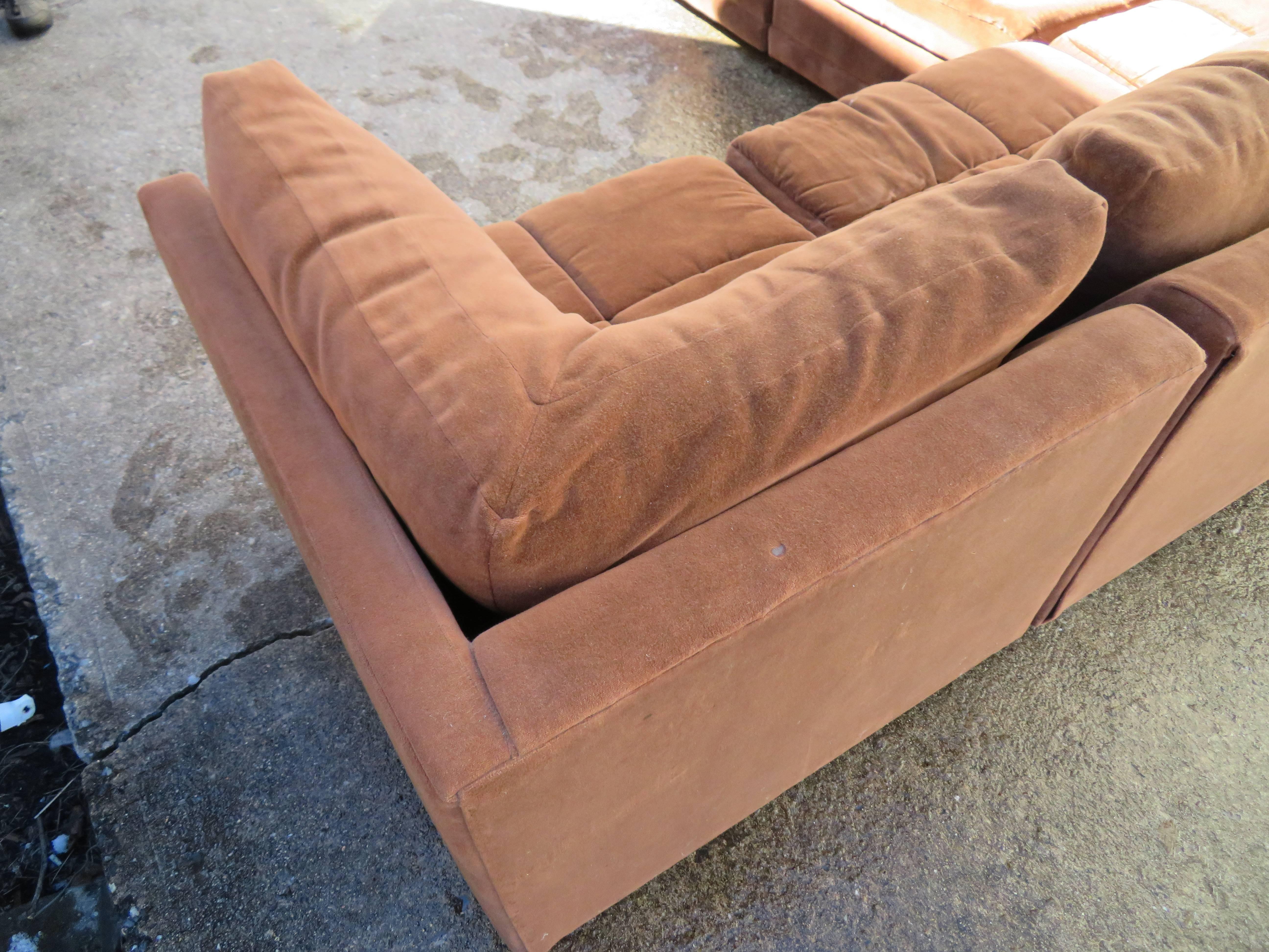 Handsome Milo Baughman Style Six-Piece Section Sofa Mid-Century Modern 1