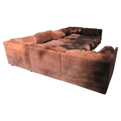 Handsome Milo Baughman Style Selig 9-Piece Cube Sofa Sectional Midcentury