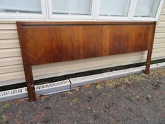 Handsome Milo Baughman Style Walnut Kingsize Headboard Mid-Century Modern