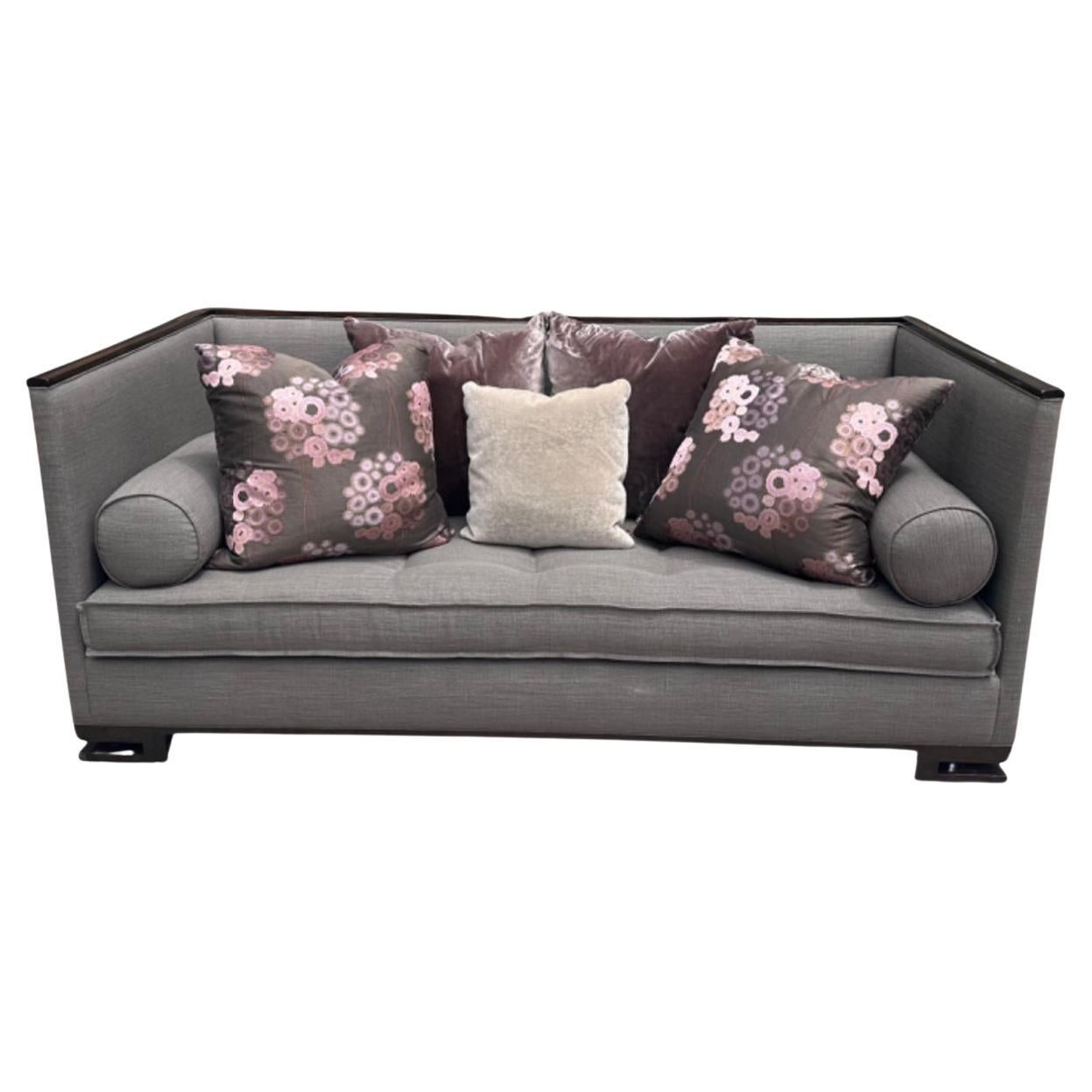 Handsome Modern Robert Marinelli Sofa High Back Settee For Sale