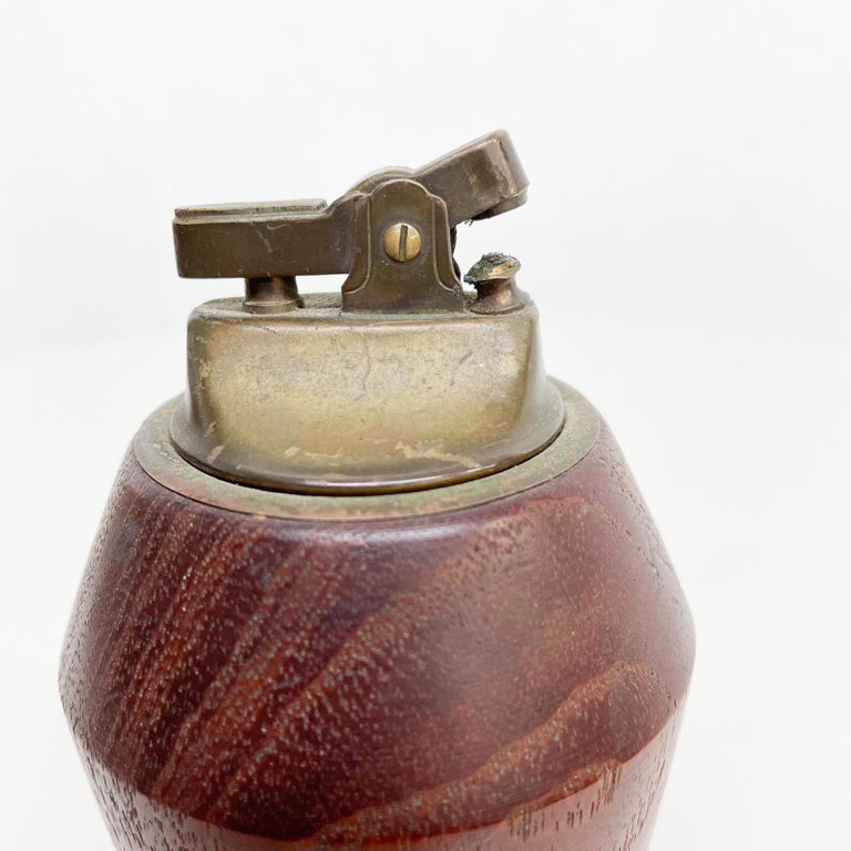 Handsome Modernist Table Cigarette Lighter in Teak Wood by BV Norway