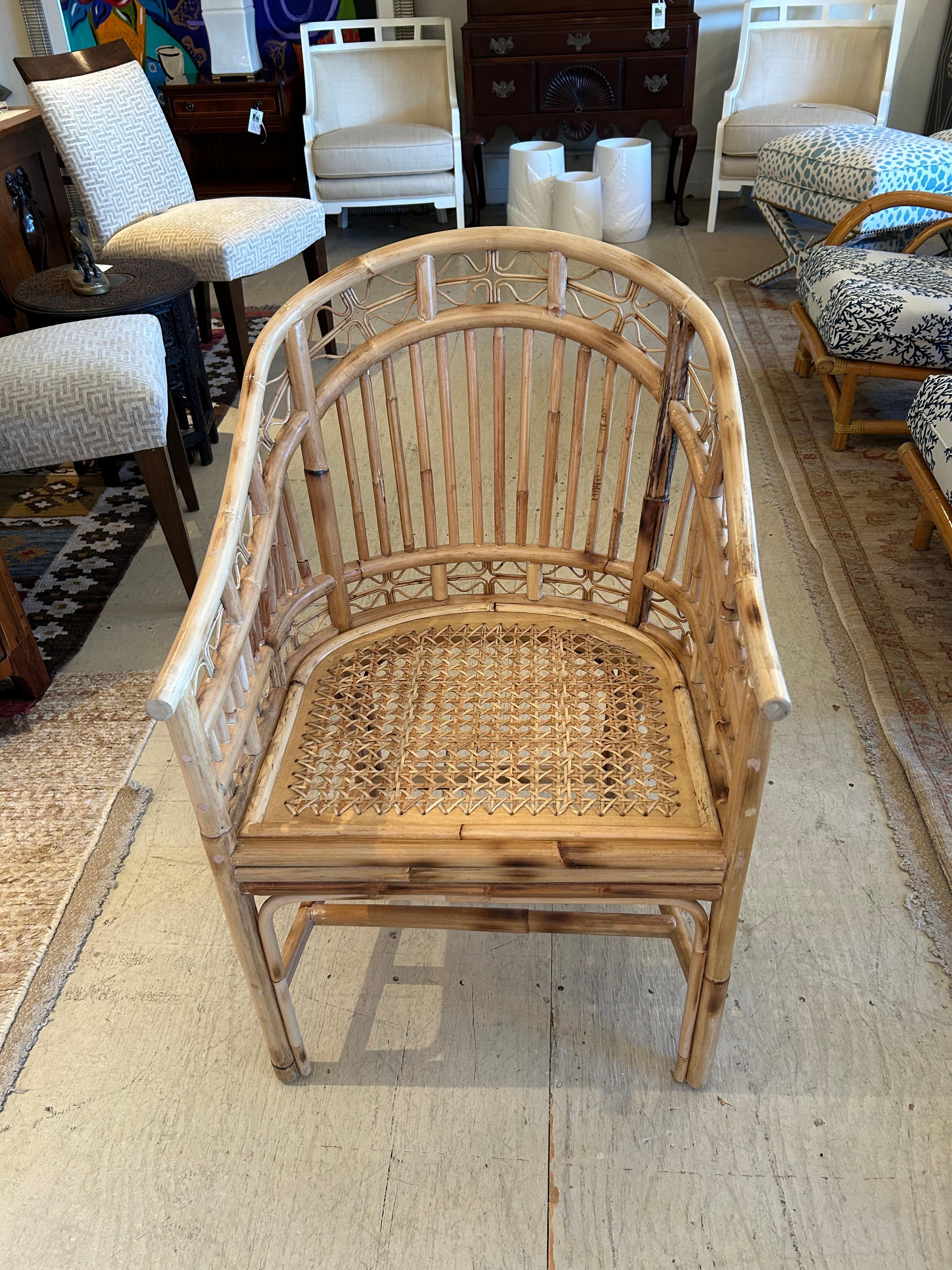 Handsome Natural Rattan Club Chair with Canvas Seat 3
