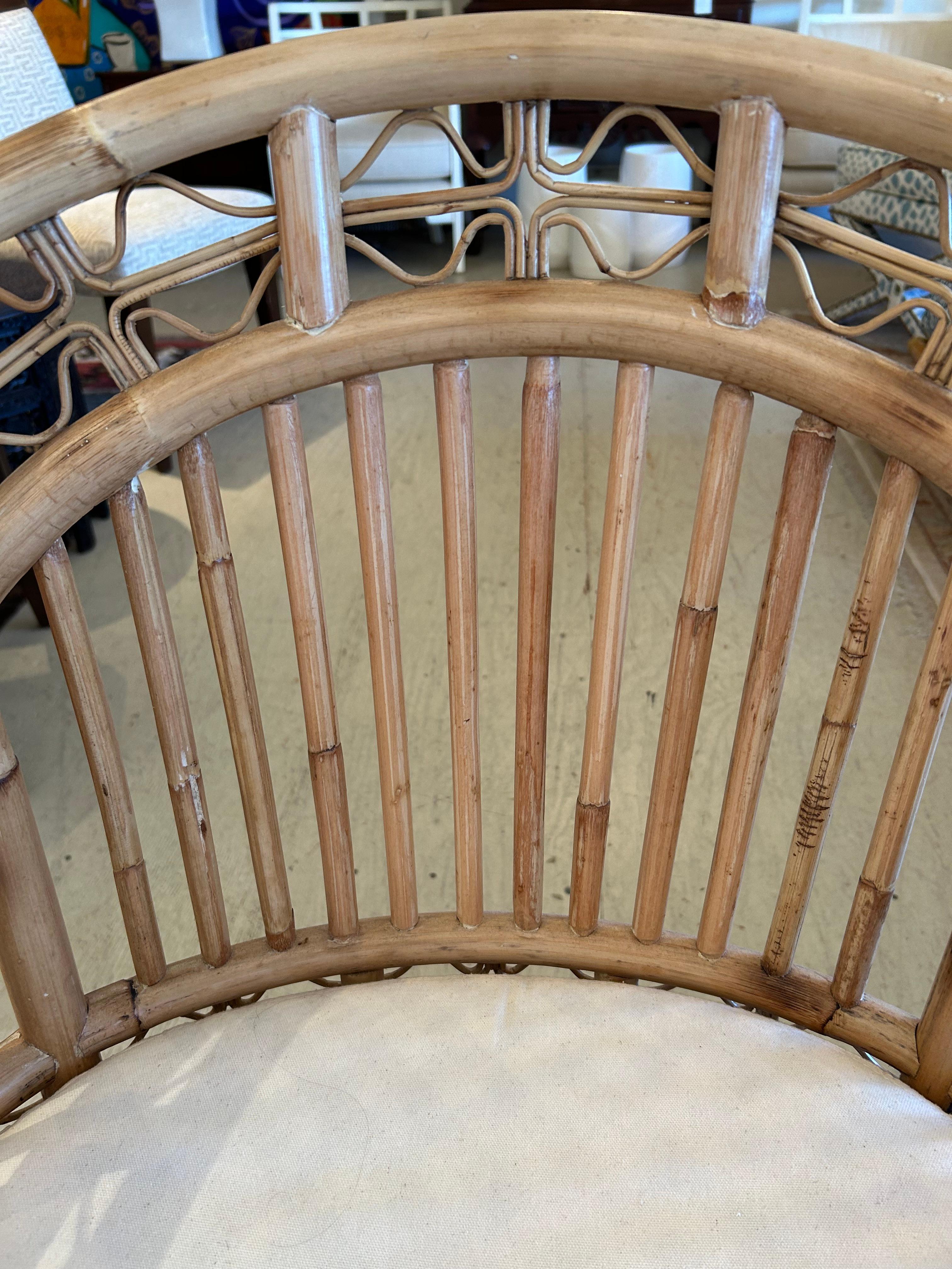 Handsome Natural Rattan Club Chair with Canvas Seat 4