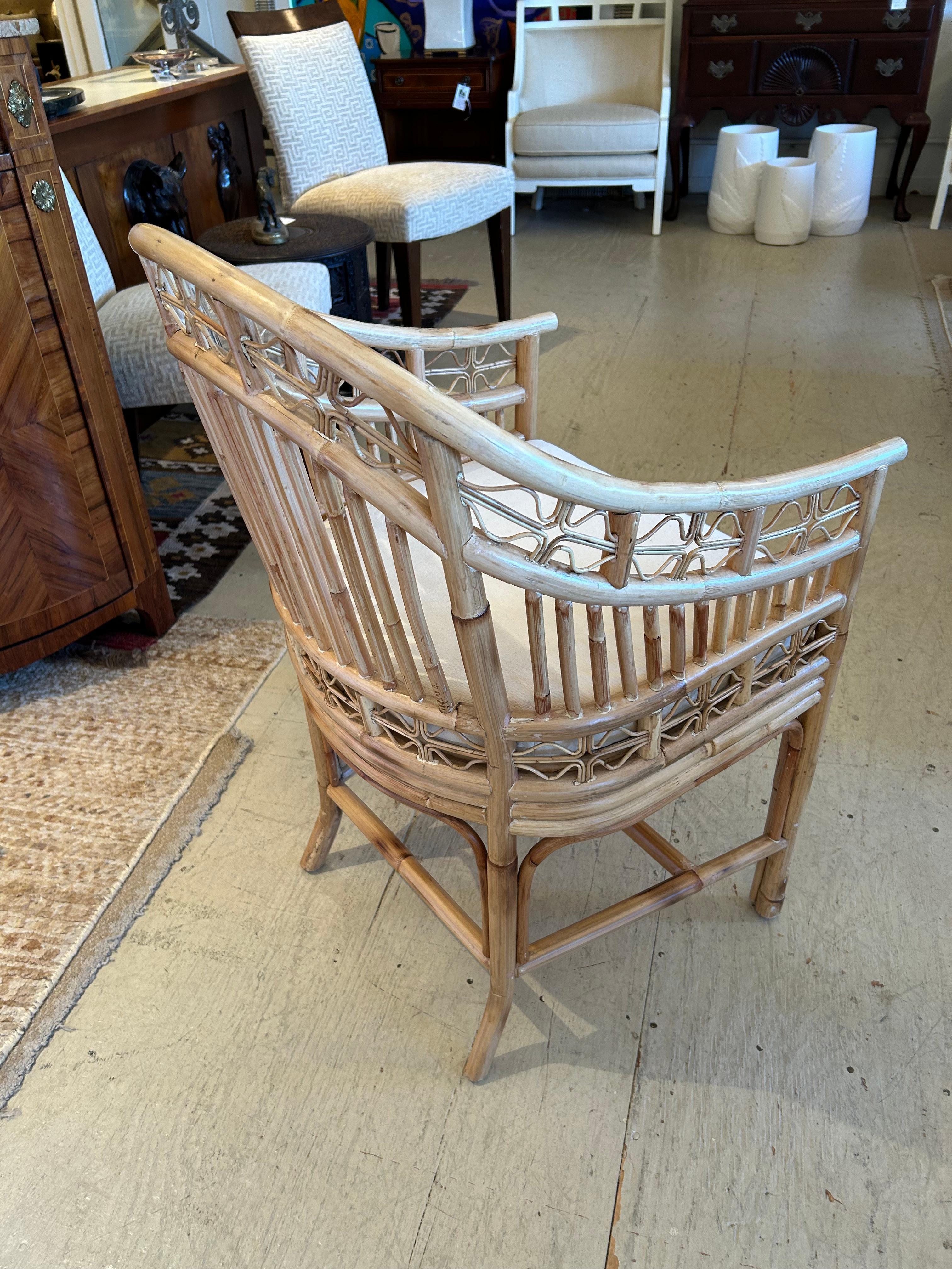 Organic Modern Handsome Natural Rattan Club Chair with Canvas Seat