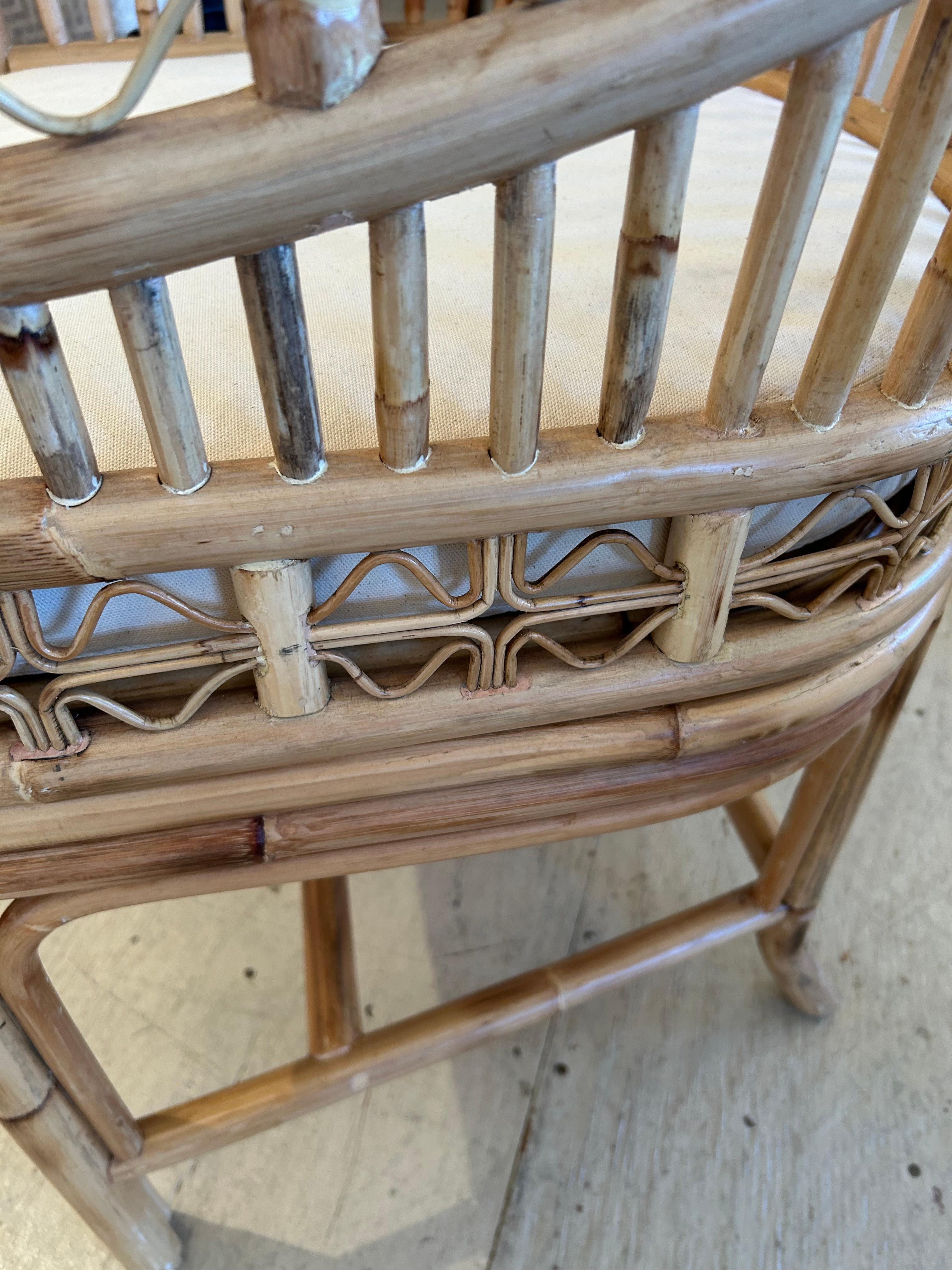 Philippine Handsome Natural Rattan Club Chair with Canvas Seat