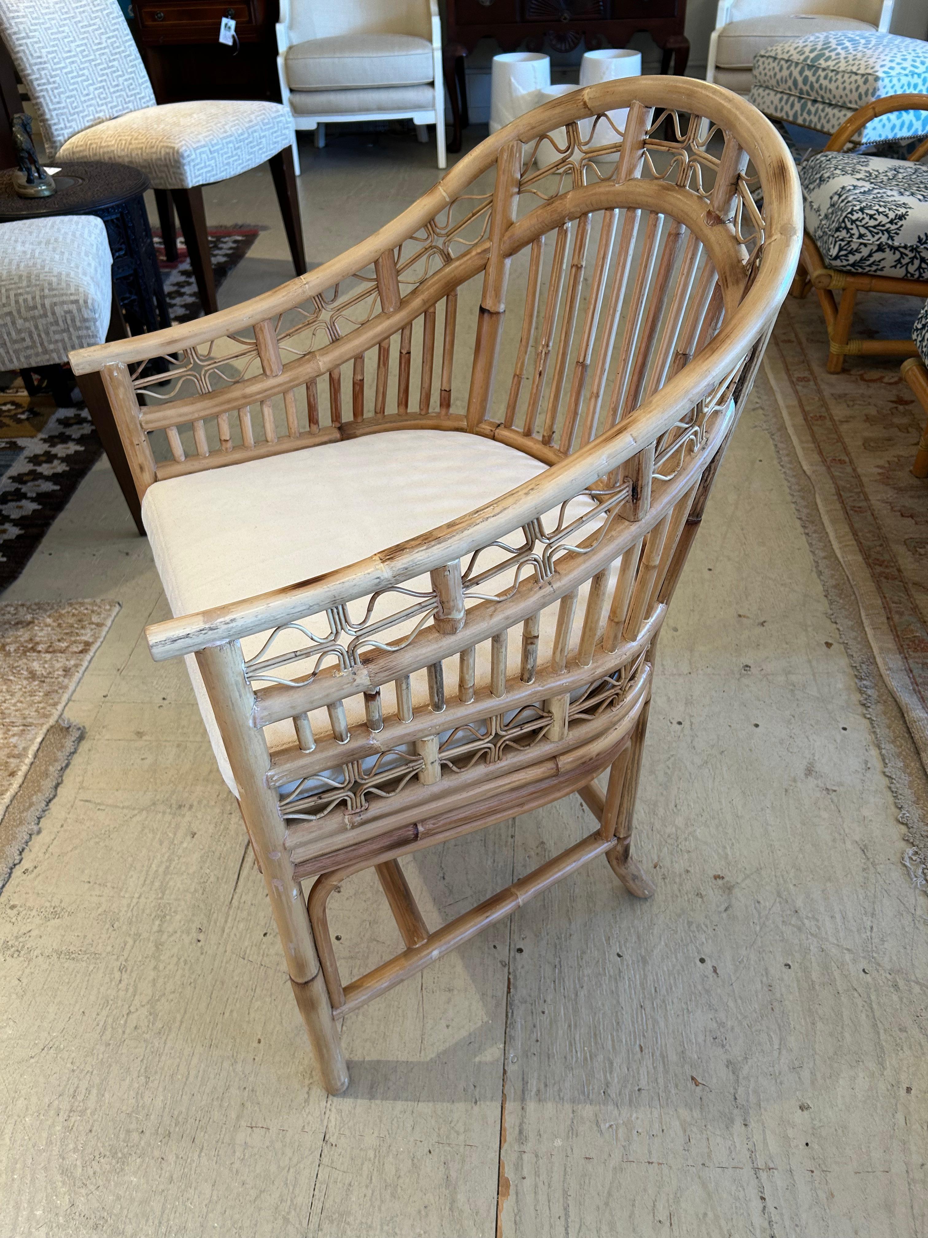 Upholstery Handsome Natural Rattan Club Chair with Canvas Seat