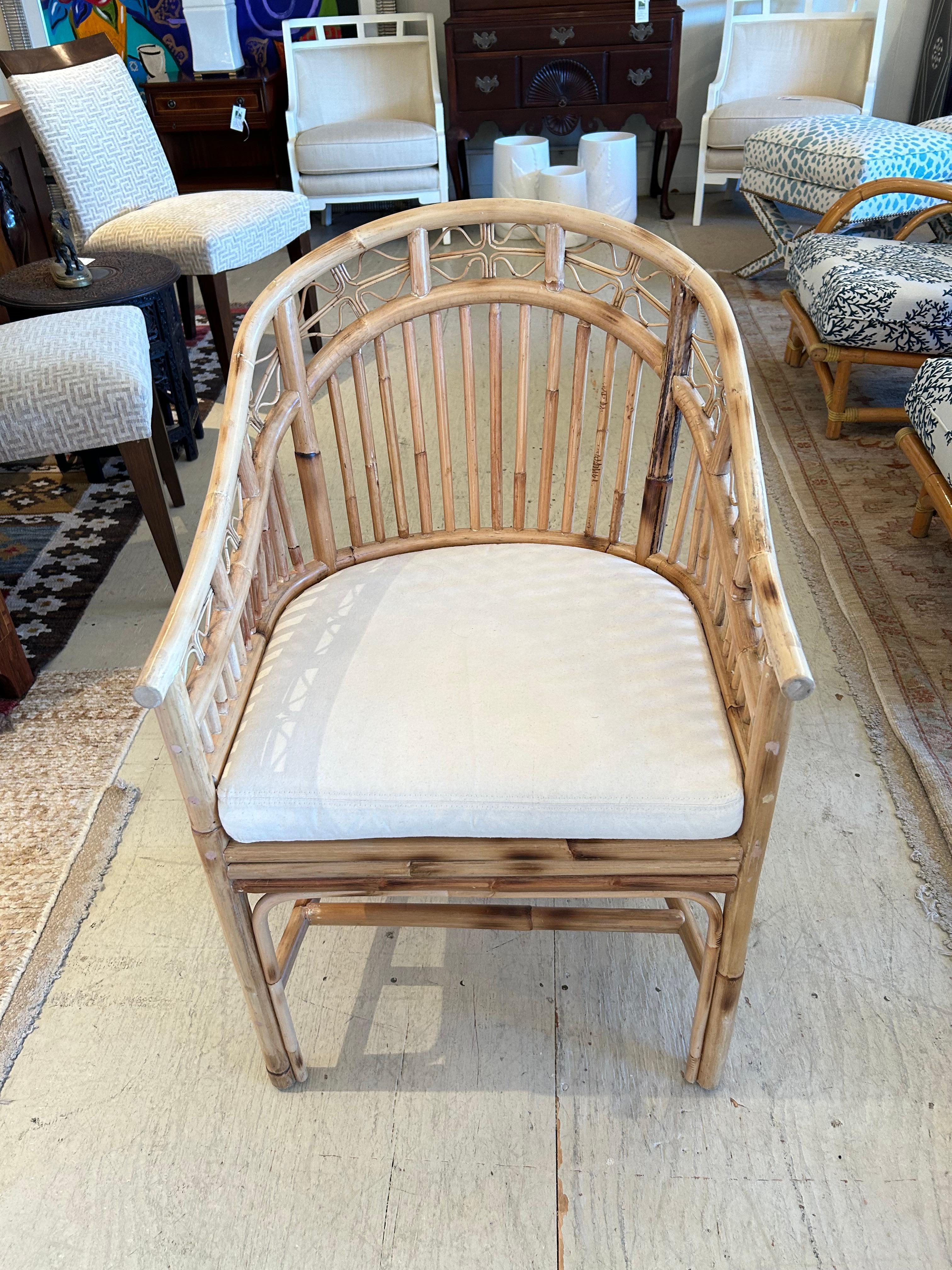 Handsome Natural Rattan Club Chair with Canvas Seat 2