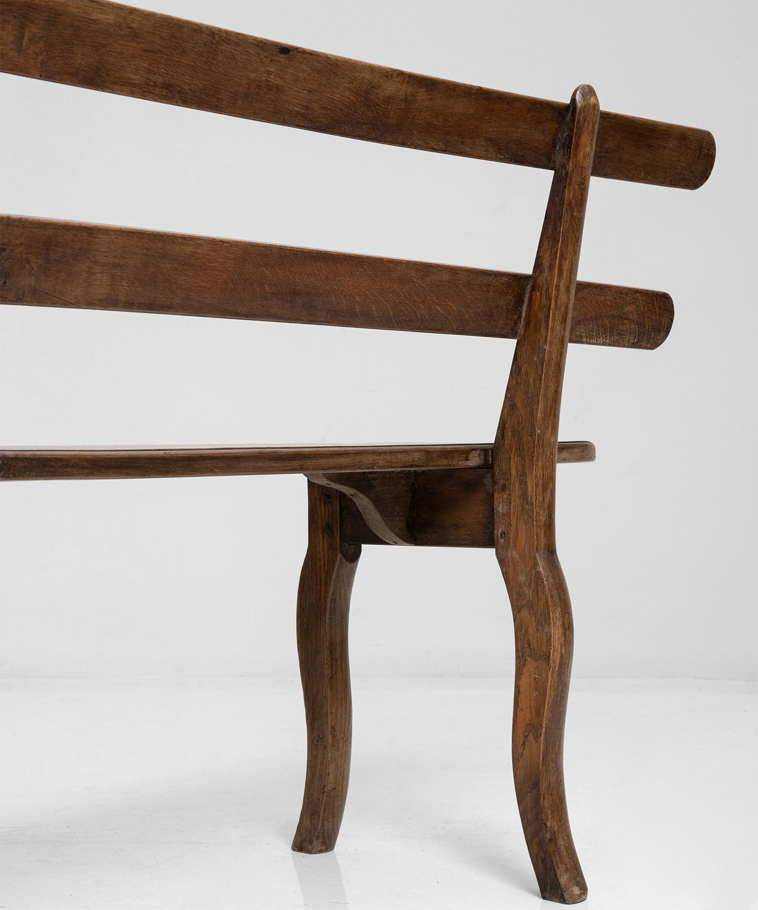 Hand-Crafted Handsome Oak Bench, England circa 1890