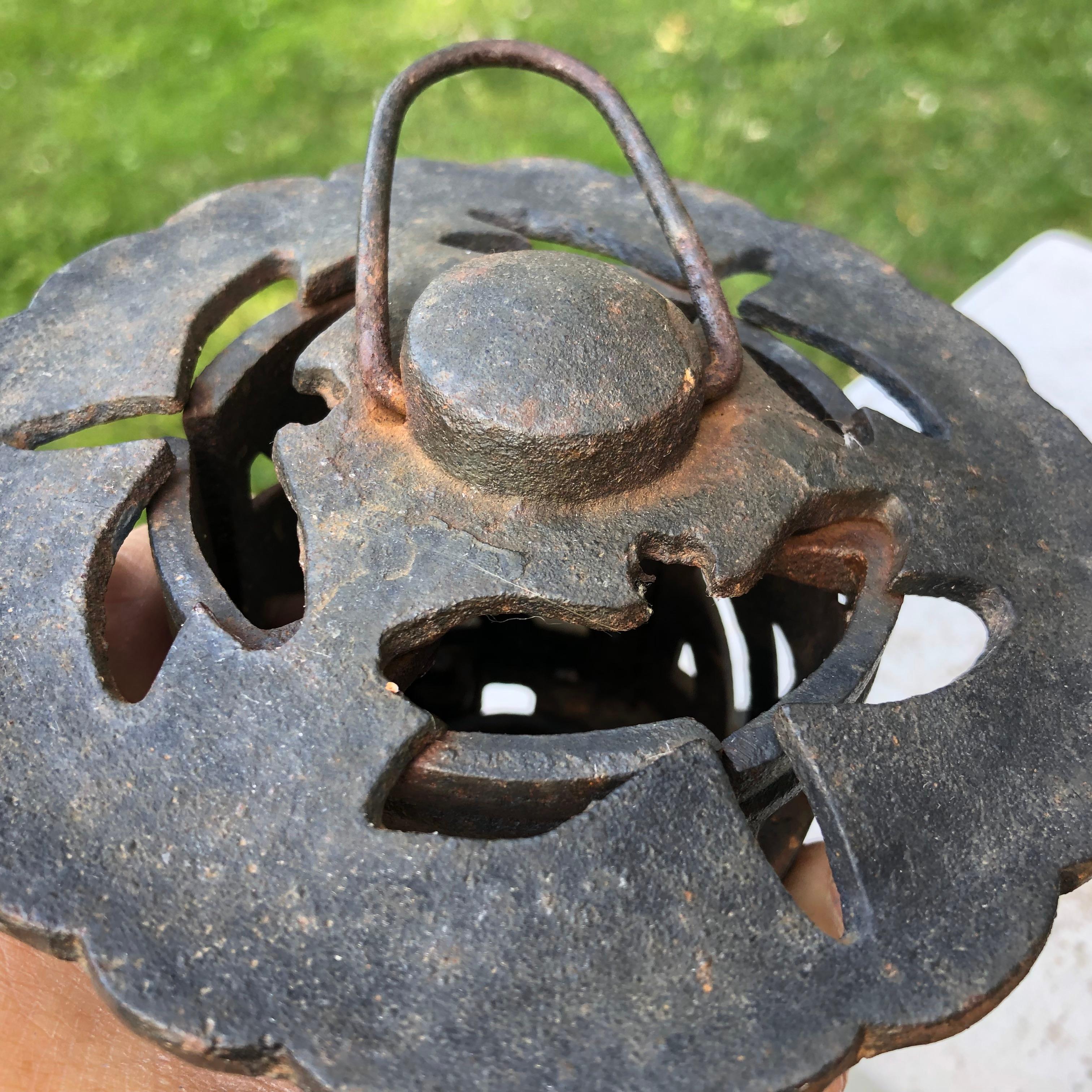 Iron Handsome Old Japanese Hand Cast Lantern 
