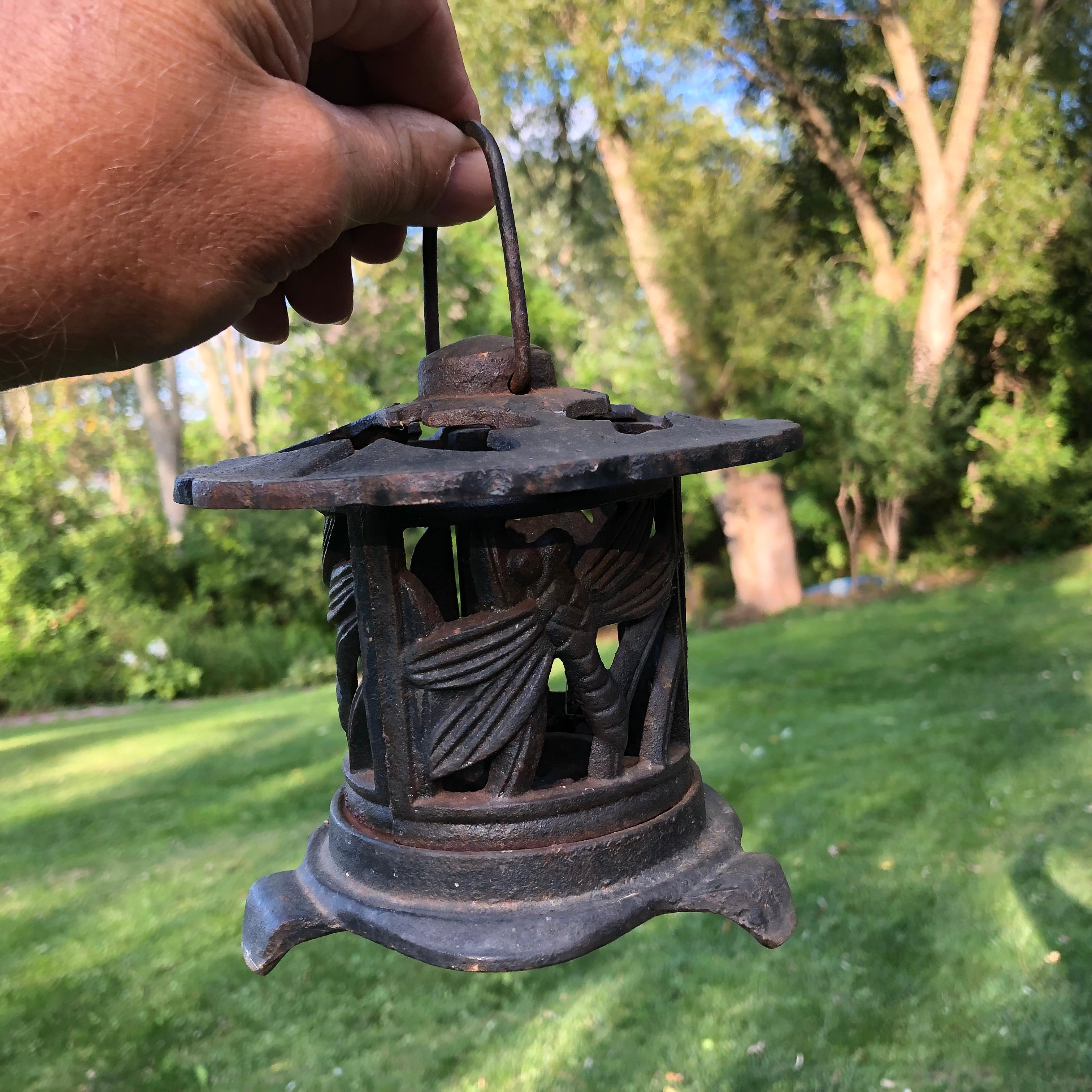 20th Century Handsome Old Japanese Hand Cast Lantern 