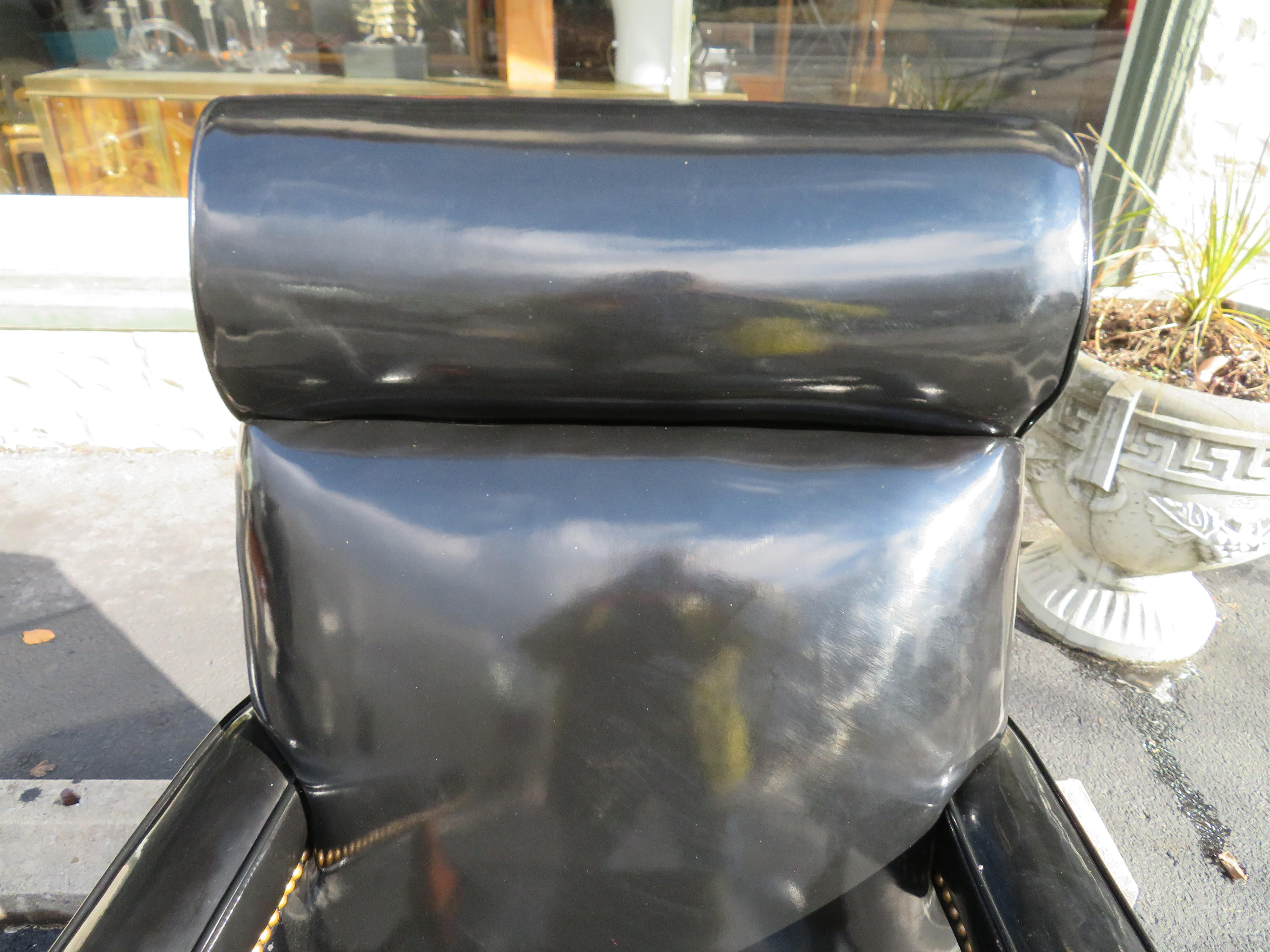 Handsome Oversized Patent Leather Rolling Executive Desk Chair 6