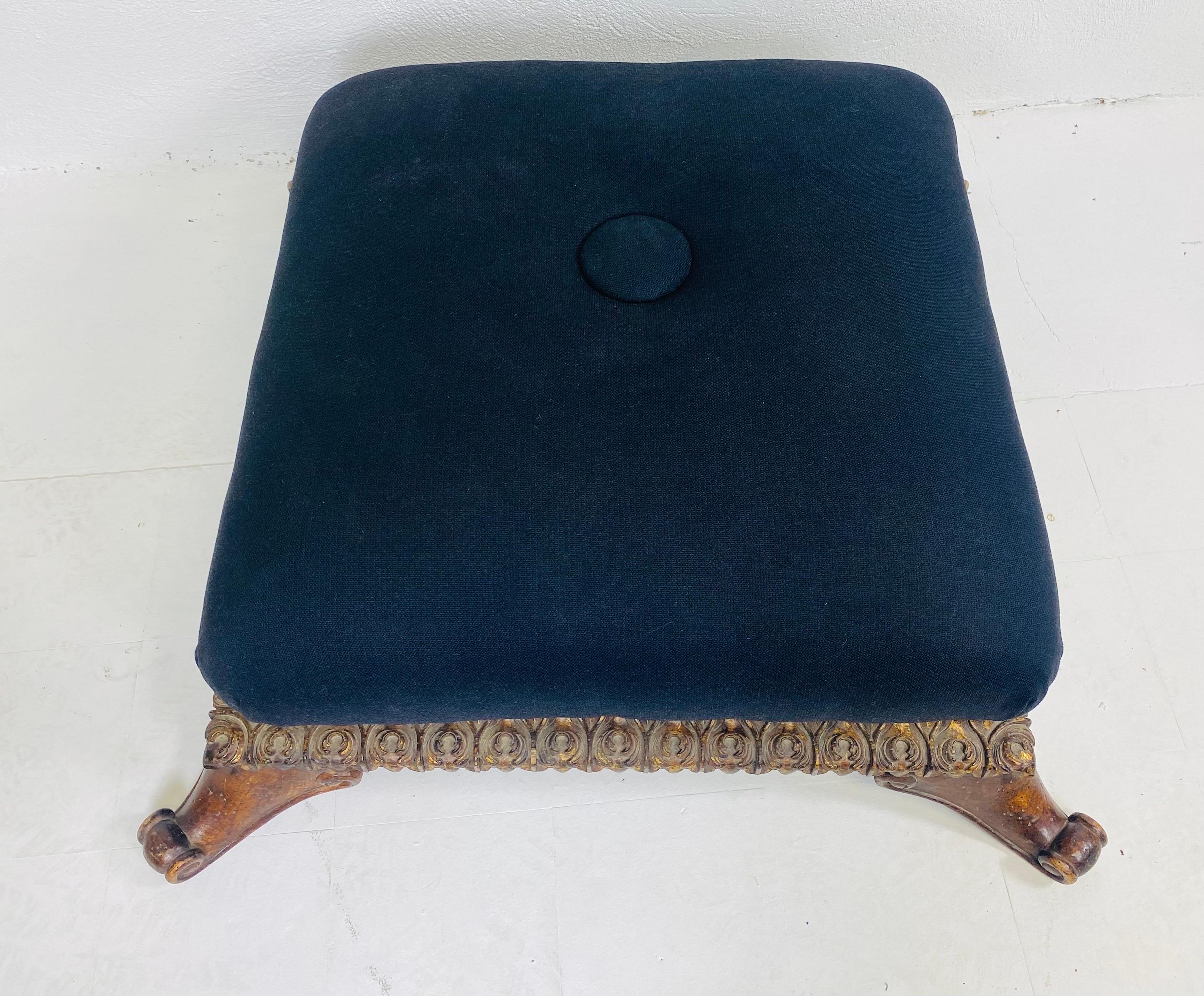 Handsome Oversized, Theodore Alexander Upholstered Rococo Style Ottoman  In Good Condition For Sale In Allentown, PA