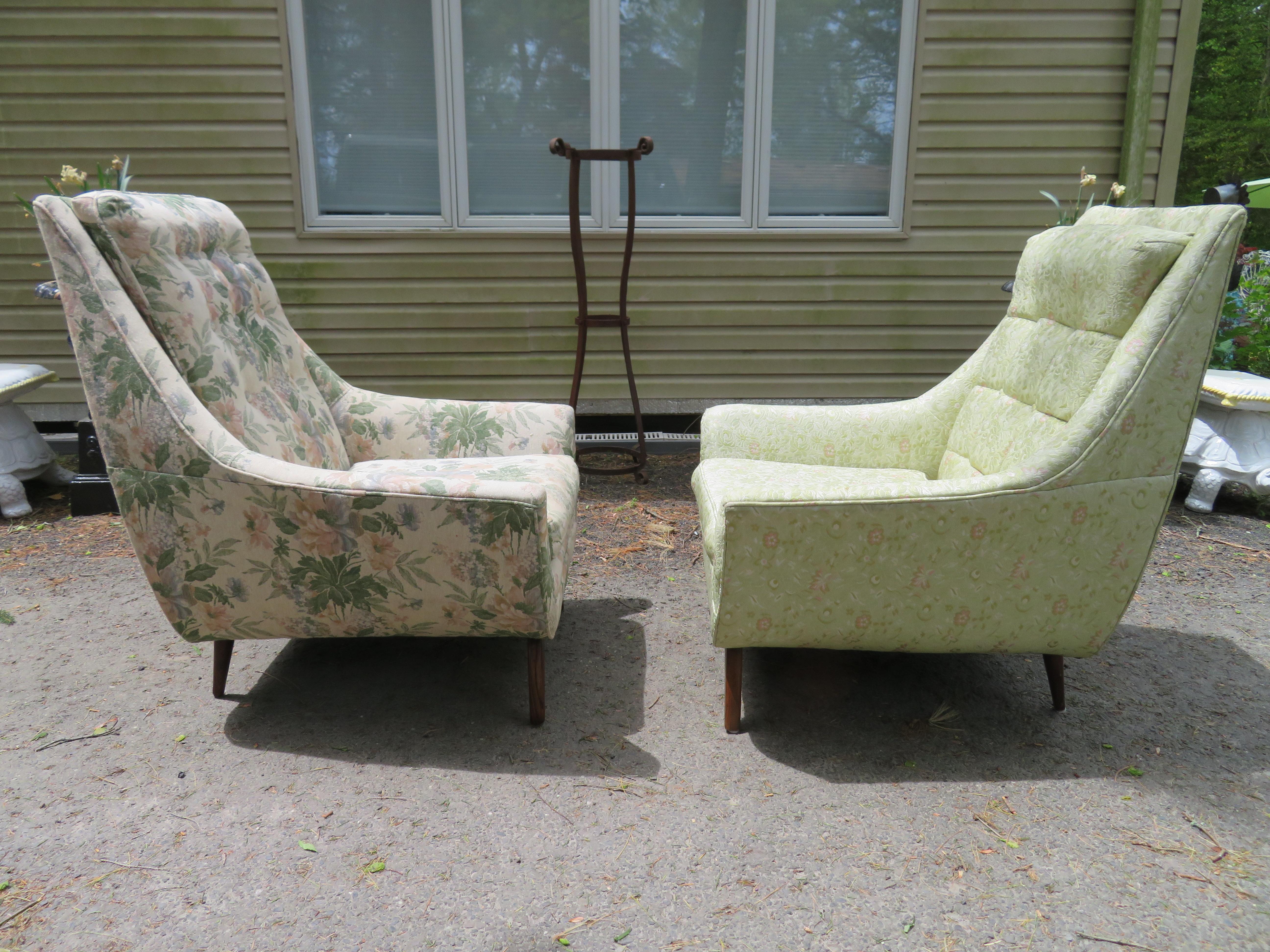 Mid-Century Modern Paire de chaises de salon Adrian Pearsall Style Scoop Modern Mid-Century en vente