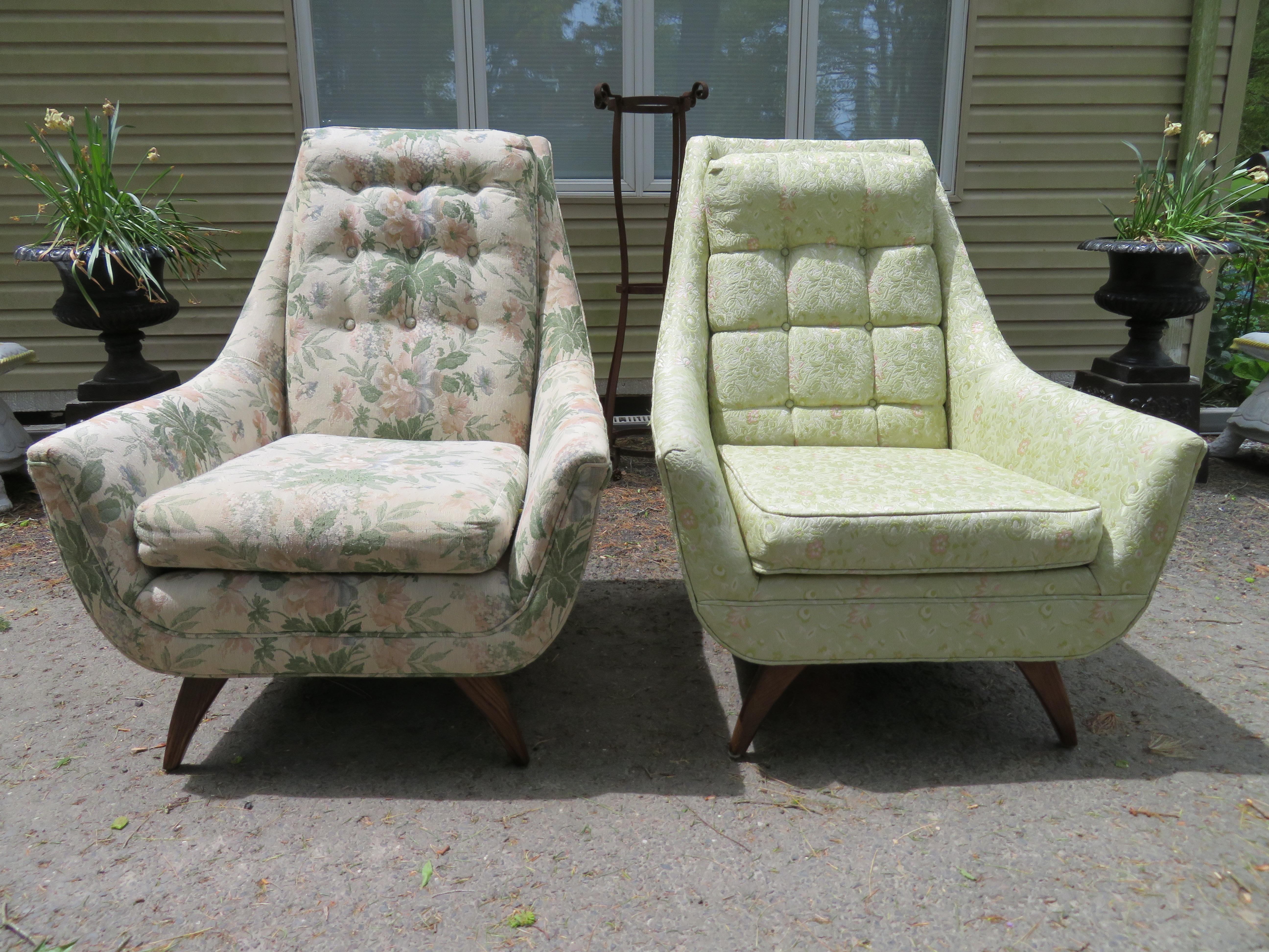Américain Paire de chaises de salon Adrian Pearsall Style Scoop Modern Mid-Century en vente