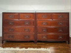 Handsome Pair Chinoiserie Rosewood Bachelor’s Chest Mid-Century