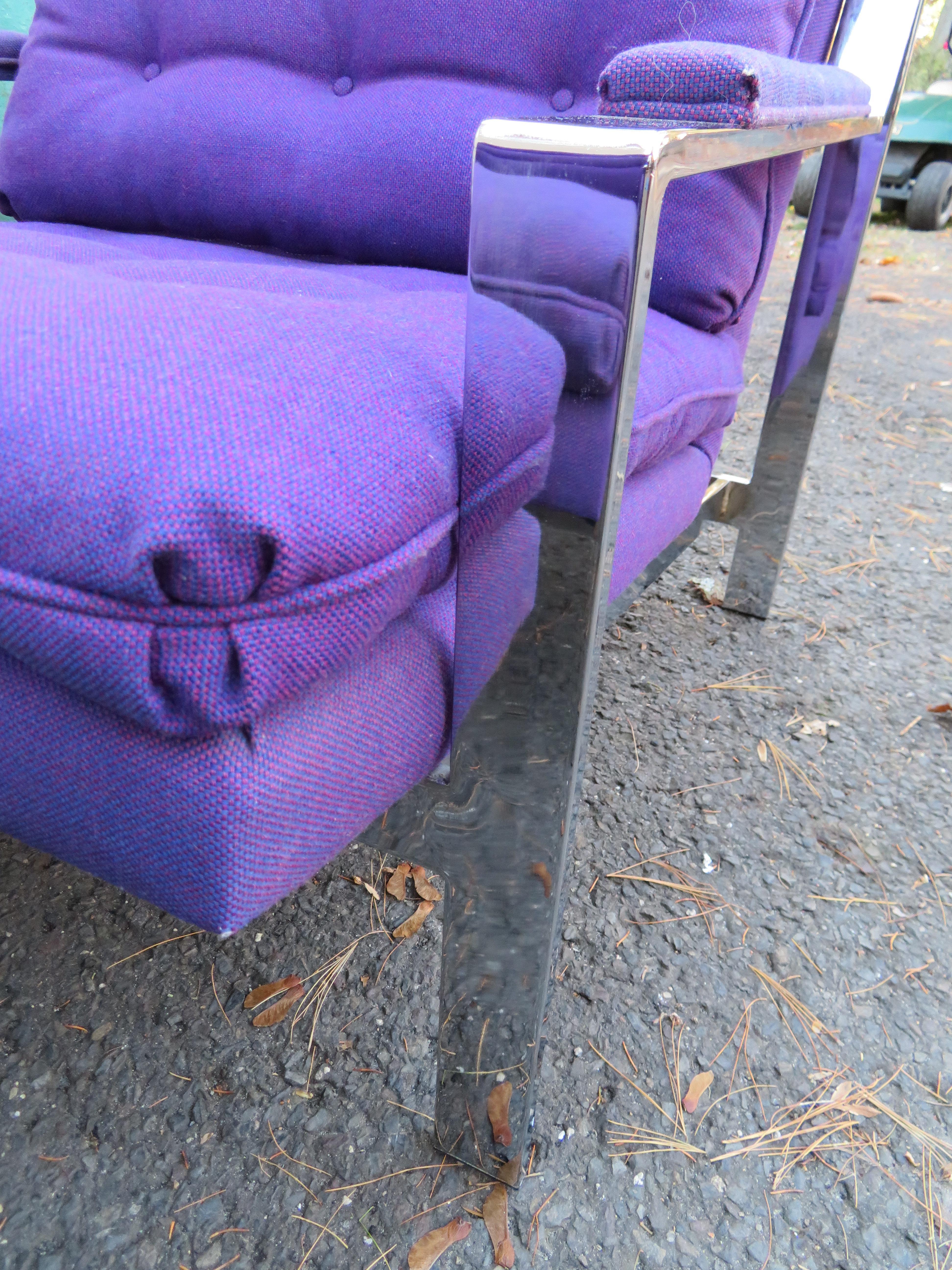 Belle paire de fauteuils de salon cubiques chromés Cy Mann modernes du milieu du siècle dernier en vente 4