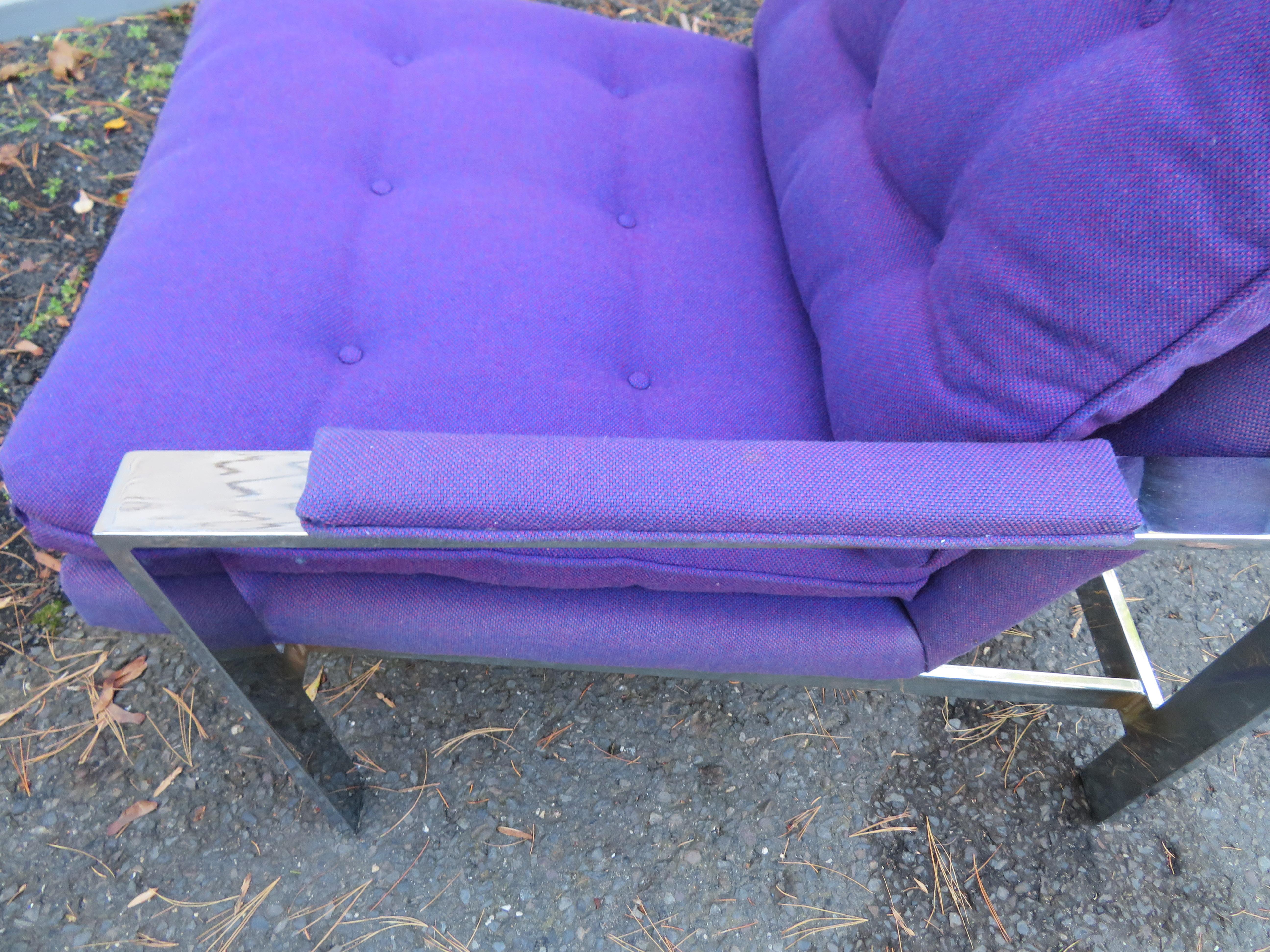 Belle paire de fauteuils de salon cubiques chromés Cy Mann modernes du milieu du siècle dernier en vente 6