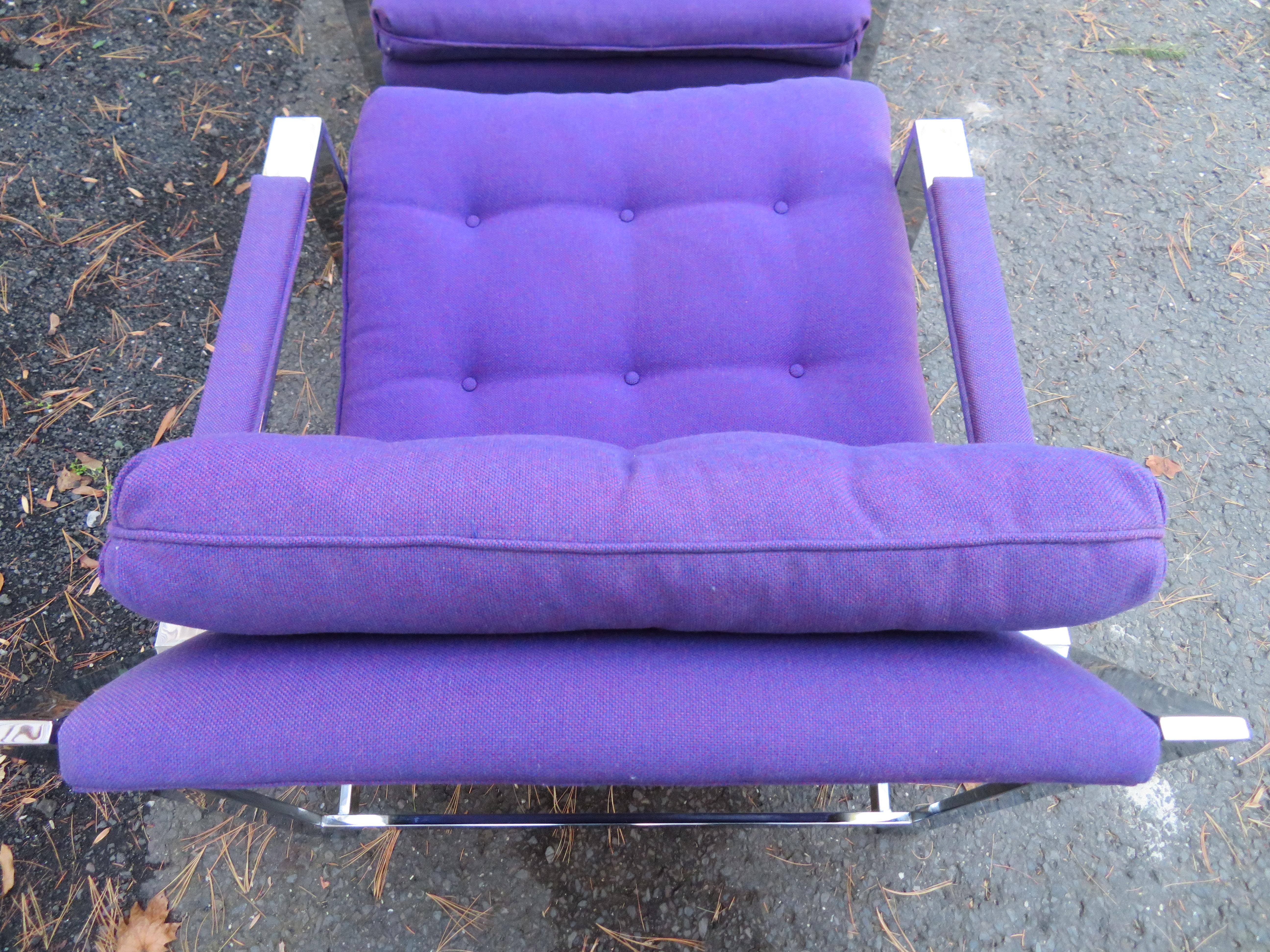 Belle paire de fauteuils de salon cubiques chromés Cy Mann modernes du milieu du siècle dernier en vente 2