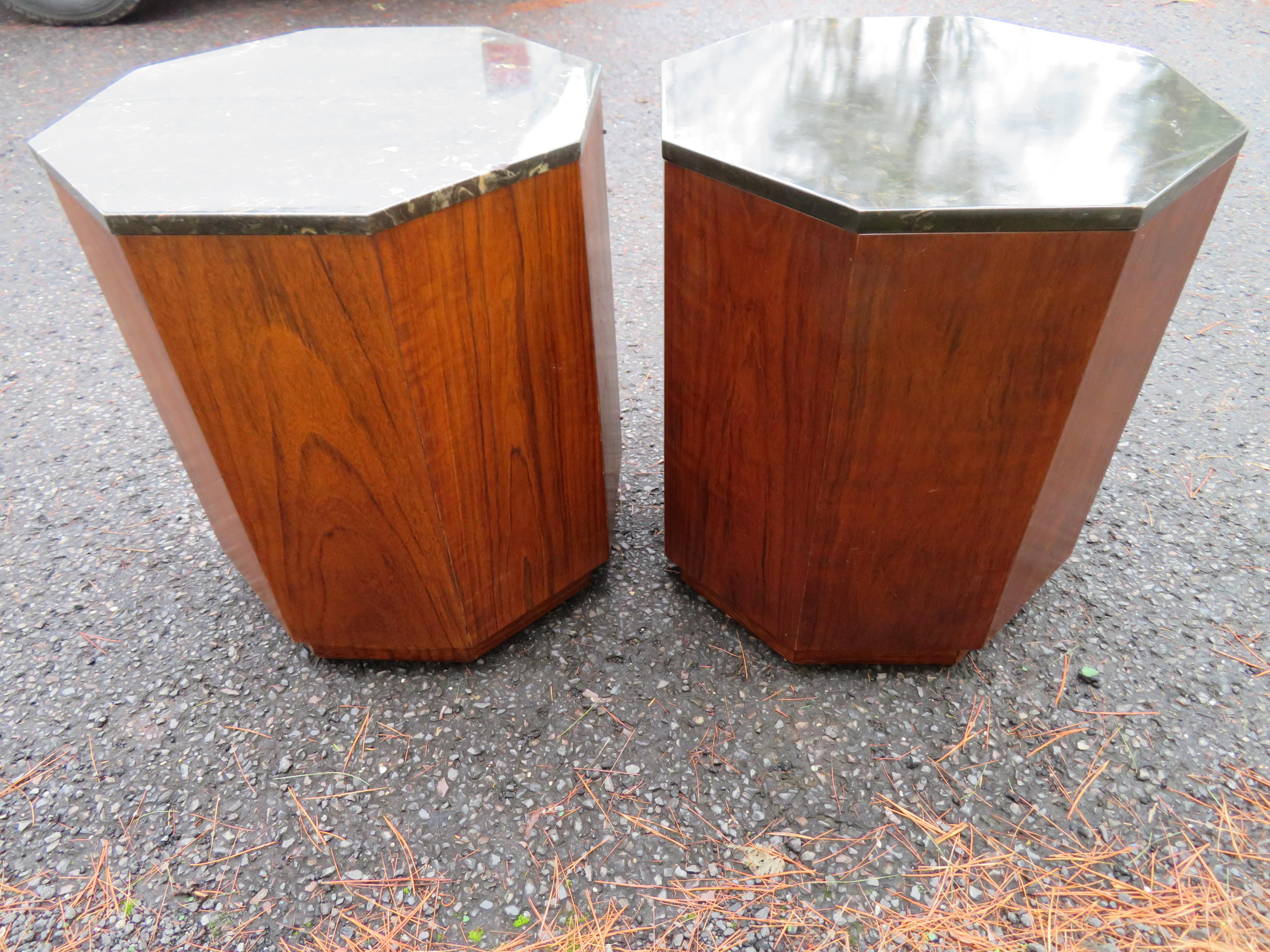 Handsome Pair Harvey Probber style Octagon Drum Side Tables Mid-Century Modern For Sale 7