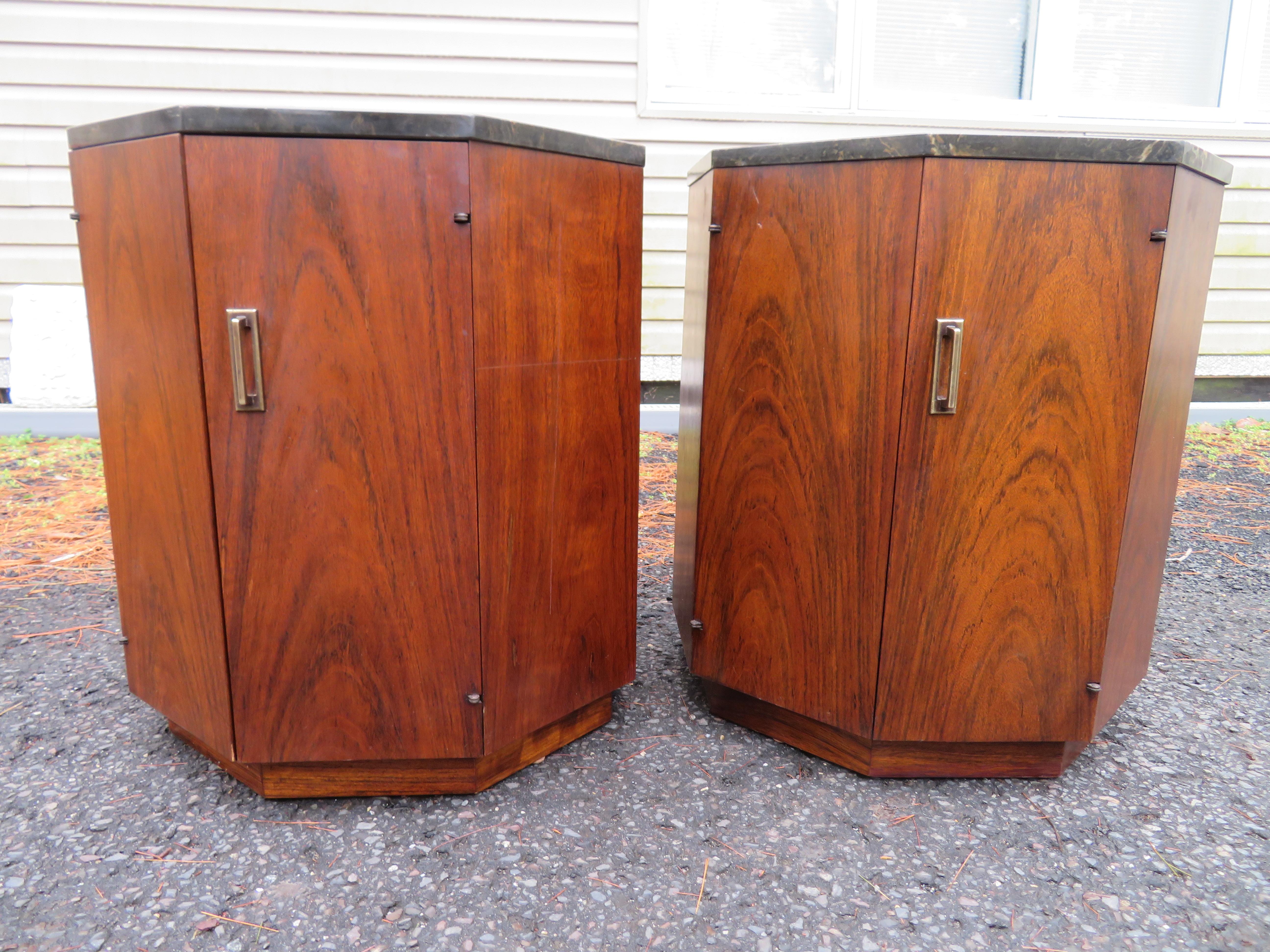 Handsome Pair Harvey Probber style Octagon Drum Side Tables Mid-Century Modern For Sale 11