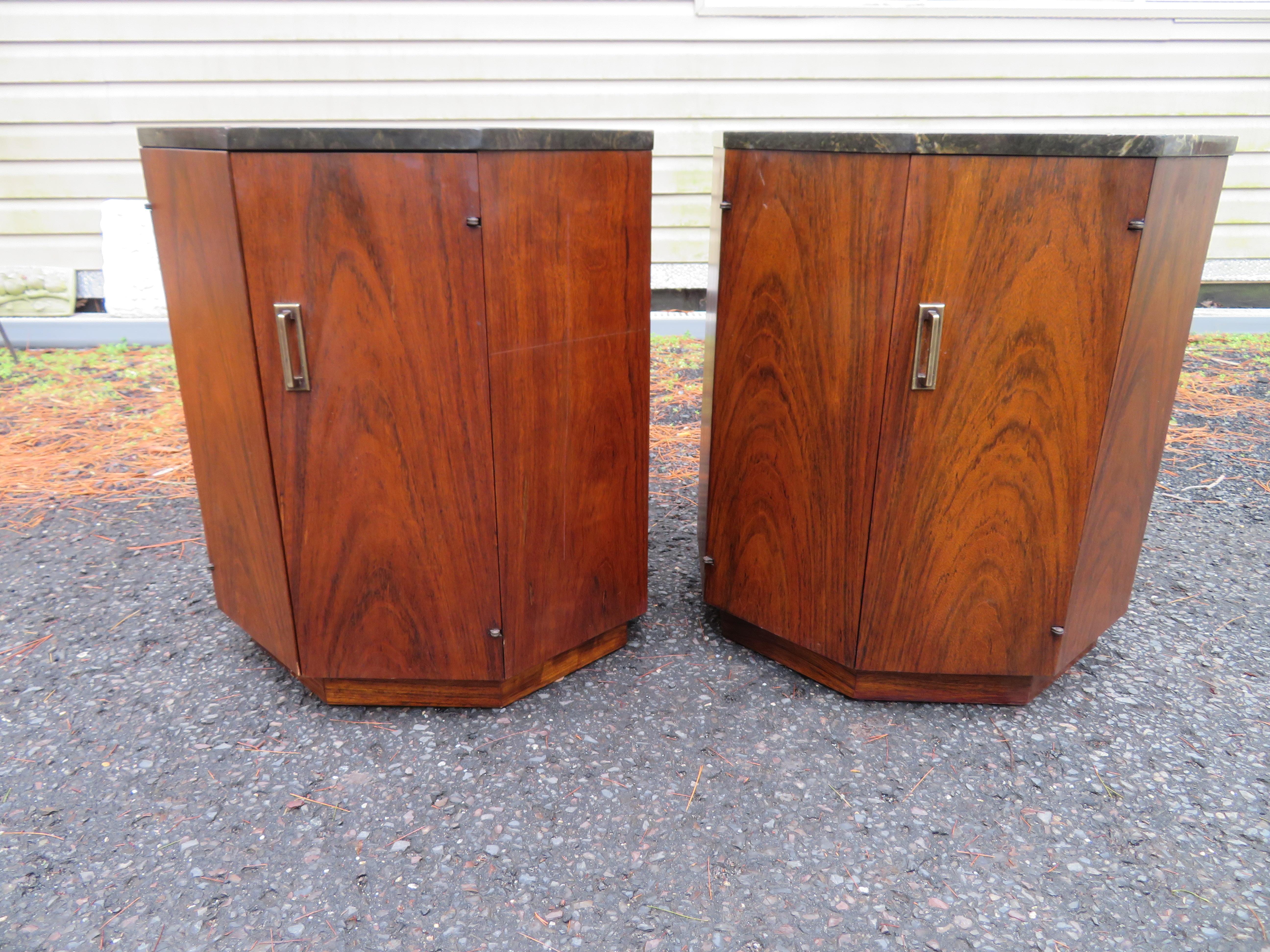 American Handsome Pair Harvey Probber style Octagon Drum Side Tables Mid-Century Modern For Sale