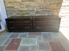 Handsome Pair Henredon Campaign style Night Stand Chests Mid-Century