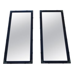 Magnifique paire de miroirs de campagne Henredon en faux bambou, mi-siècle moderne