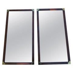 Handsome Pair Henredon Scene One Brass Campaign Mirrors, Mid-Century Modern