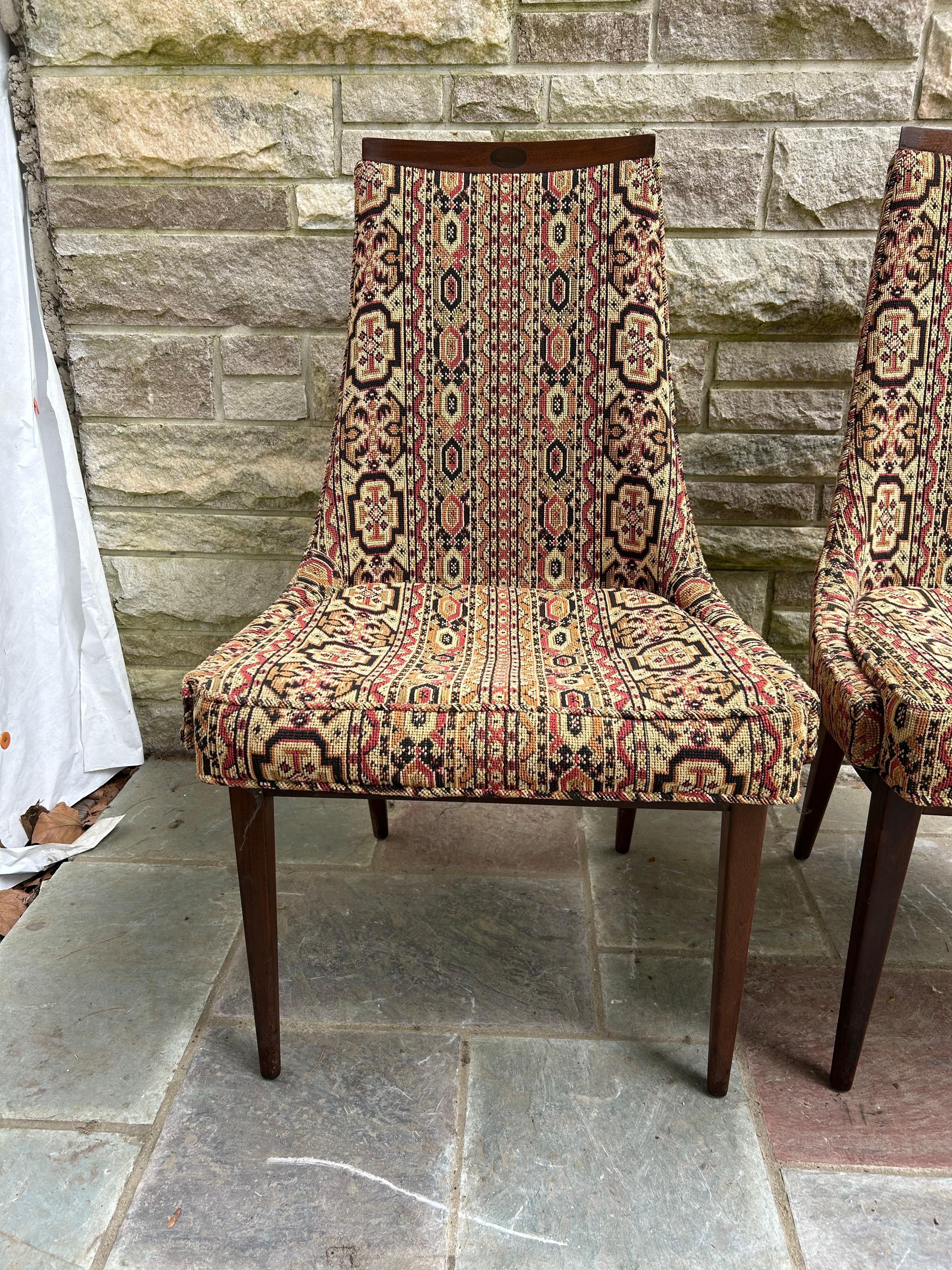 American Handsome Pair Kipp Stewart for Calvin Walnut Dining Chairs Mid-Century Modern For Sale