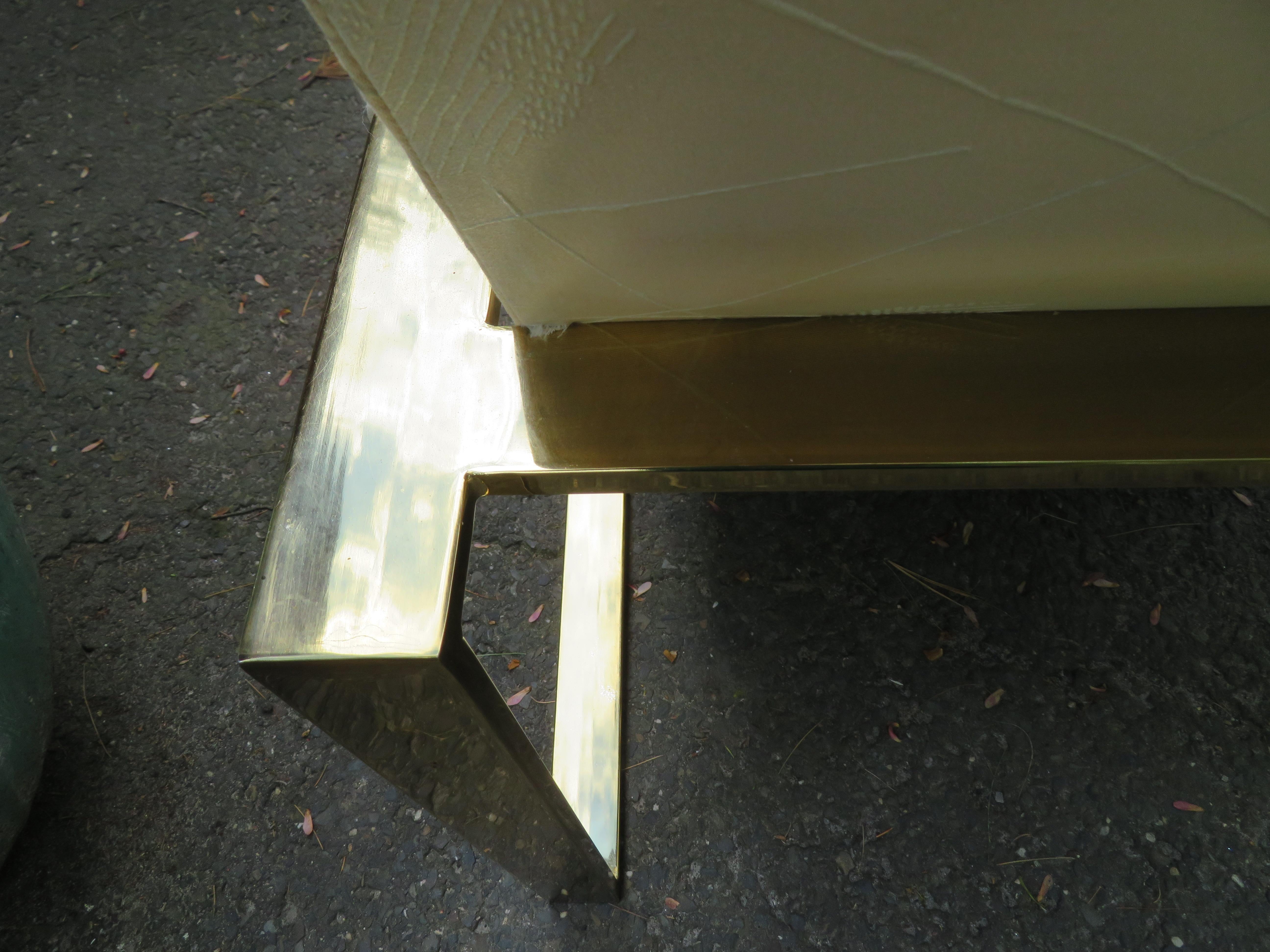 Handsome Pair Milo Baughman Brass Cube Chairs Mid-Century Modern 4