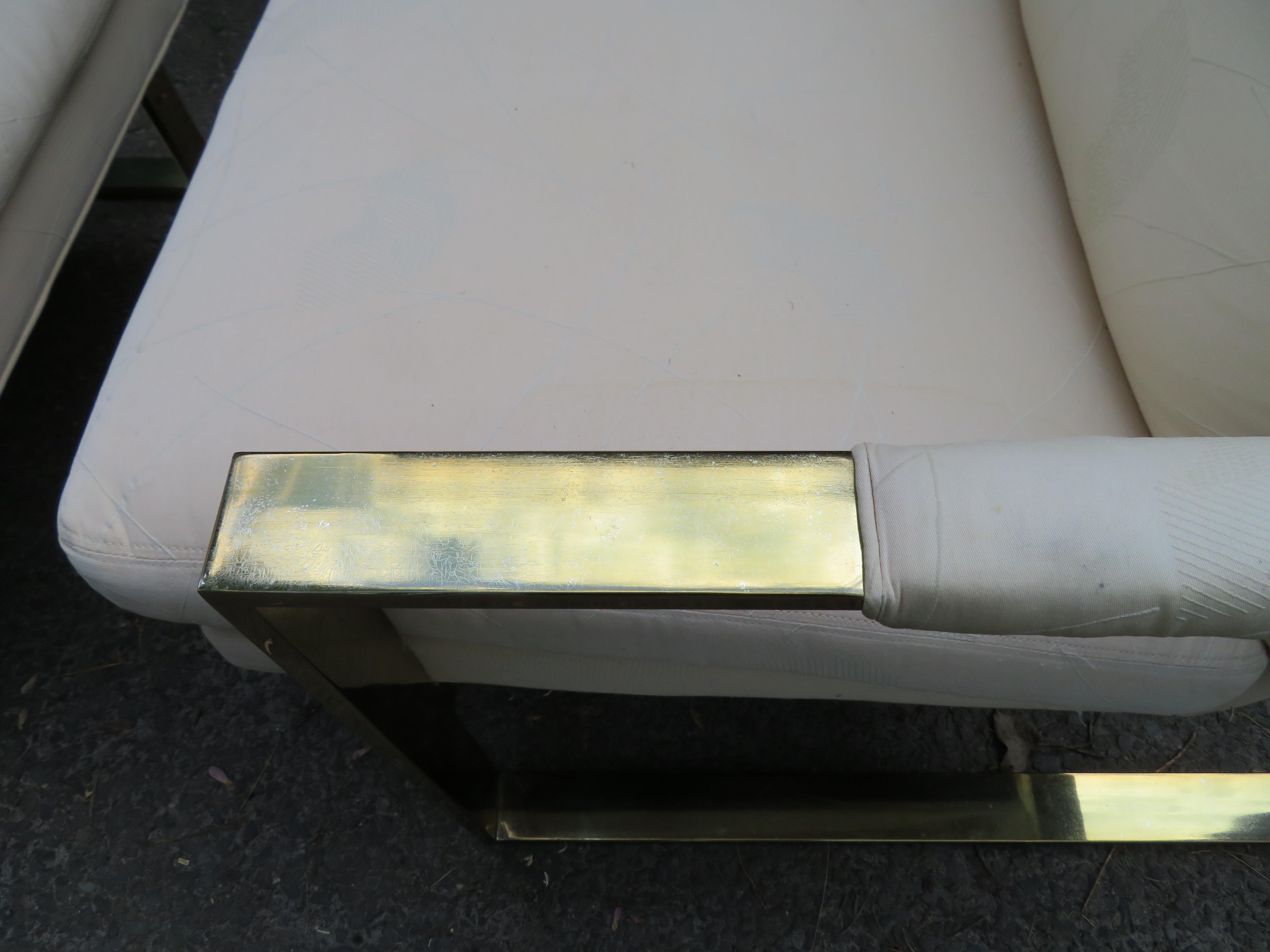 Handsome Pair Milo Baughman Brass Cube Chairs Mid-Century Modern 5