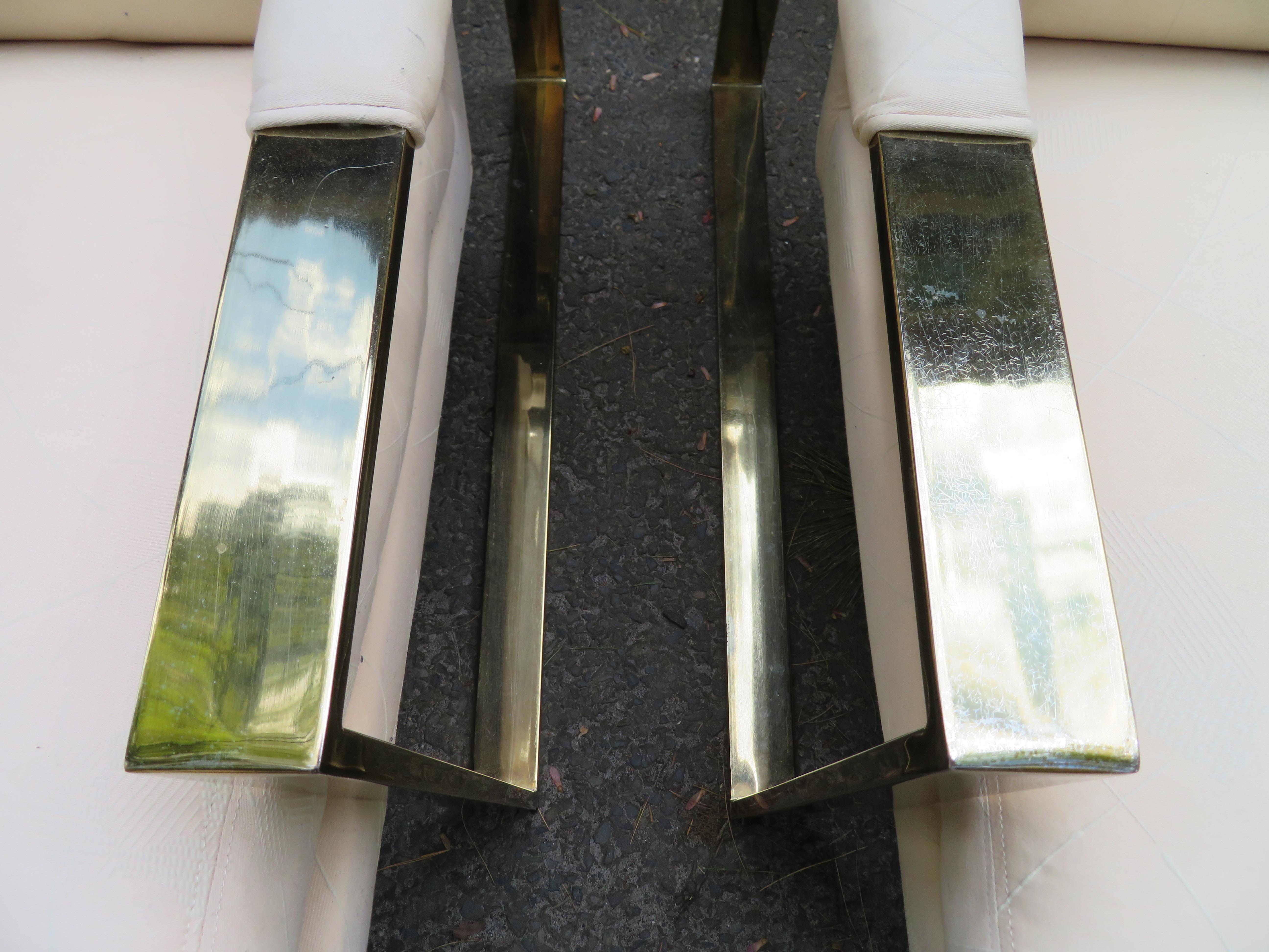 Plated Handsome Pair Milo Baughman Brass Cube Chairs Mid-Century Modern