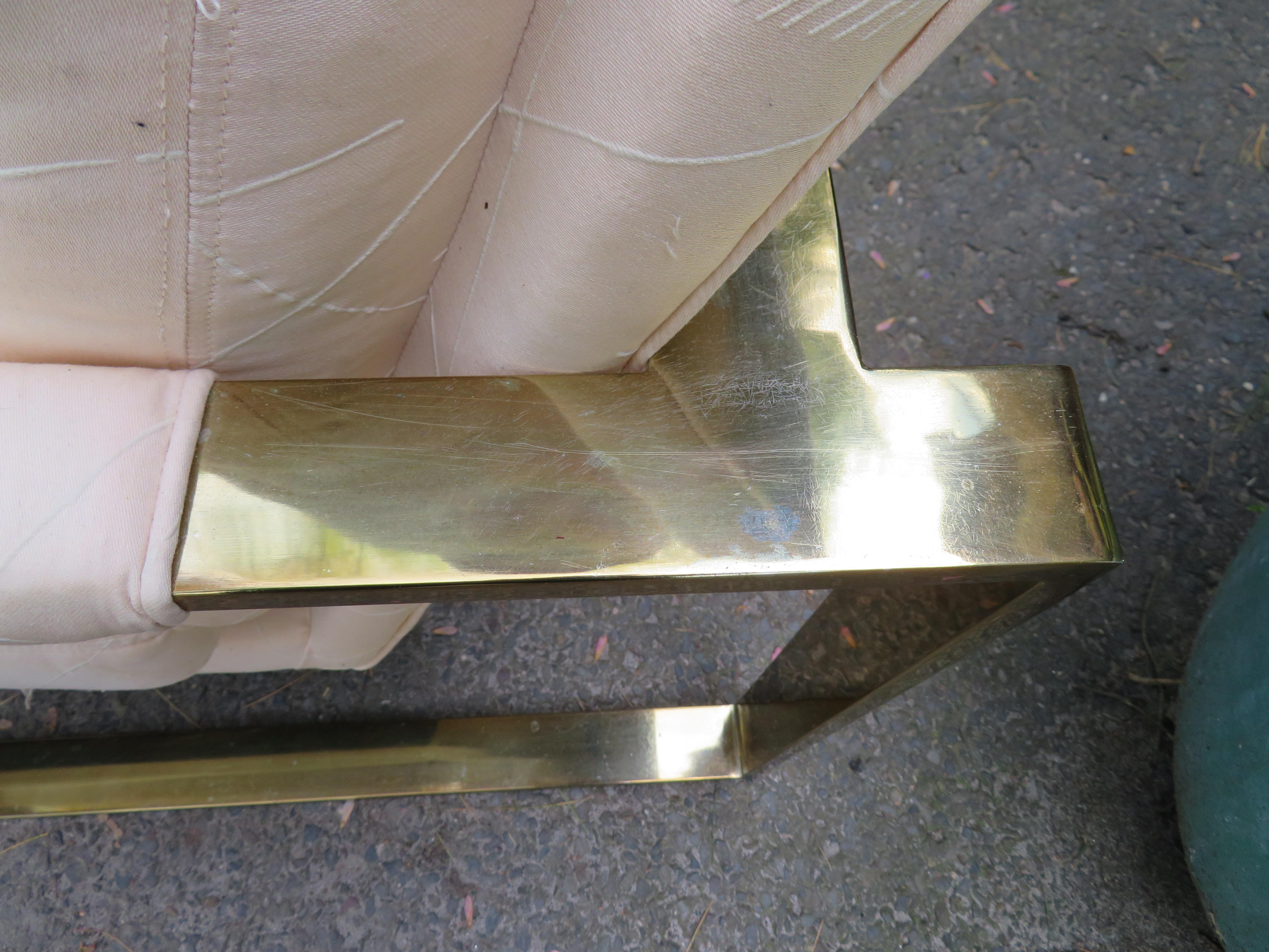 Handsome Pair Milo Baughman Brass Cube Chairs Mid-Century Modern In Good Condition In Pemberton, NJ