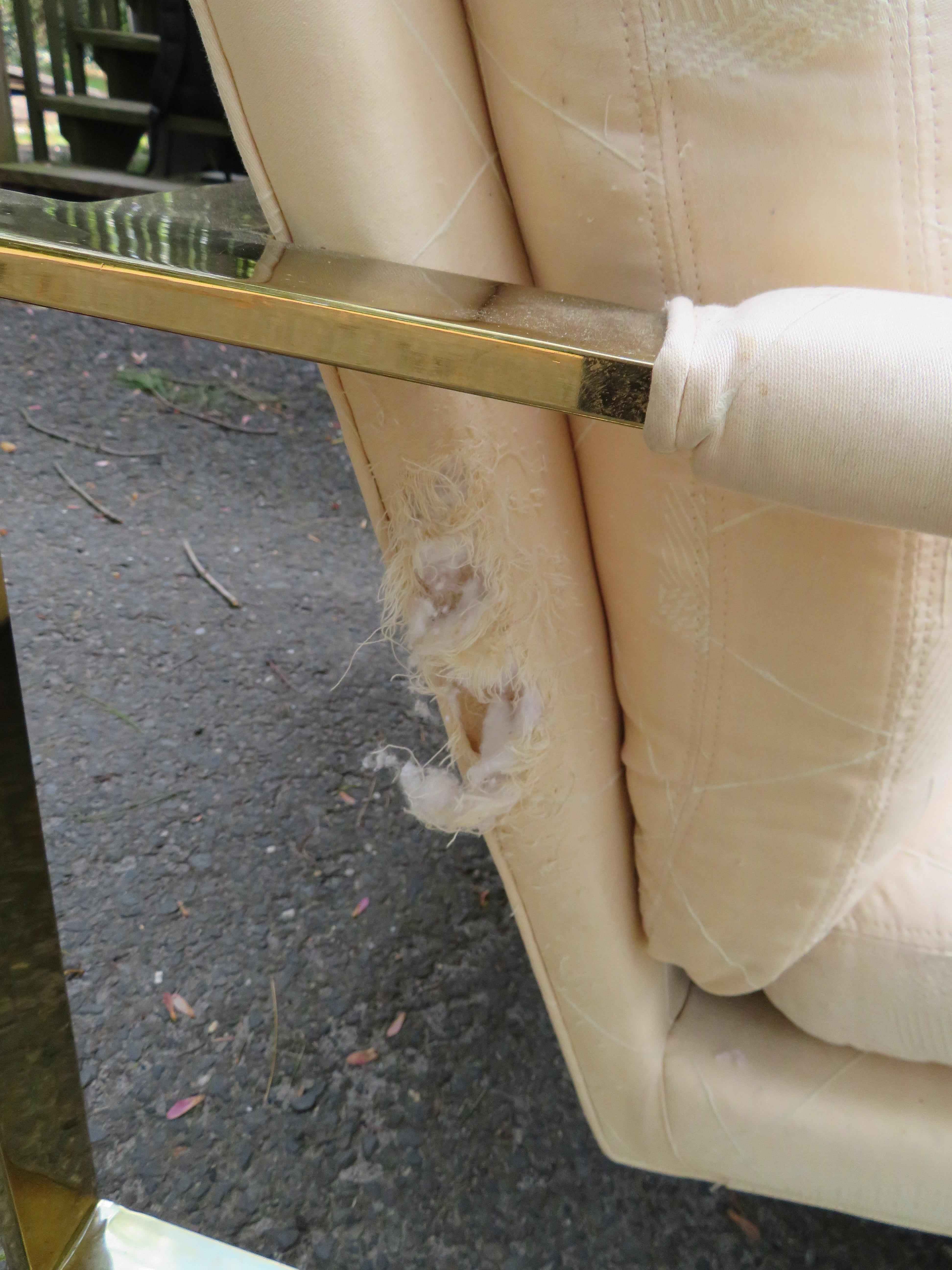 Handsome Pair Milo Baughman Brass Cube Chairs Mid-Century Modern 2