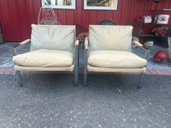 Handsome Pair Milo Baughman Chrome Cube Chairs Mid-Century Modern
