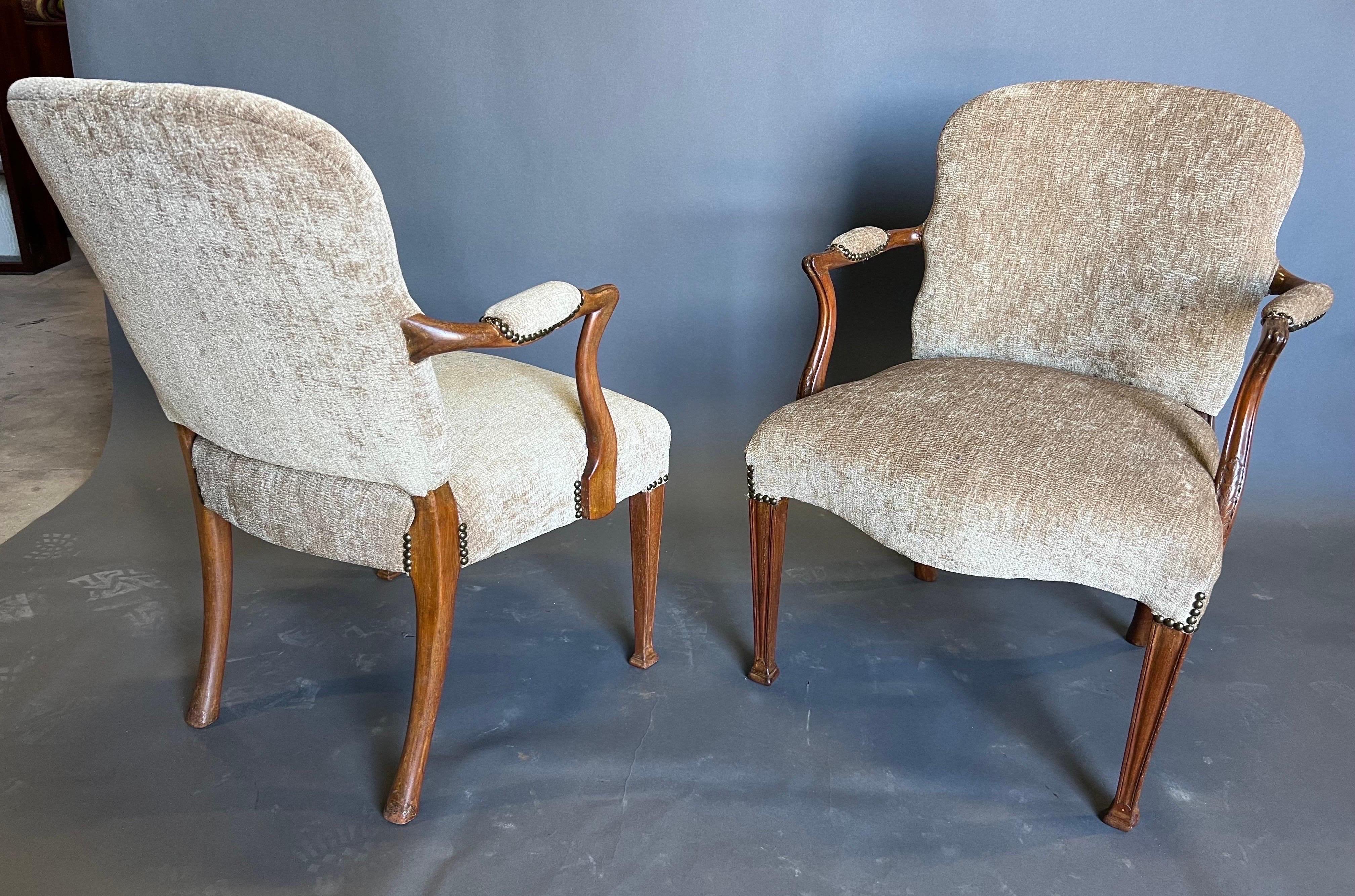 English Handsome Pair of 19th Century Georgian Style Armchairs '2 Pair Available' For Sale