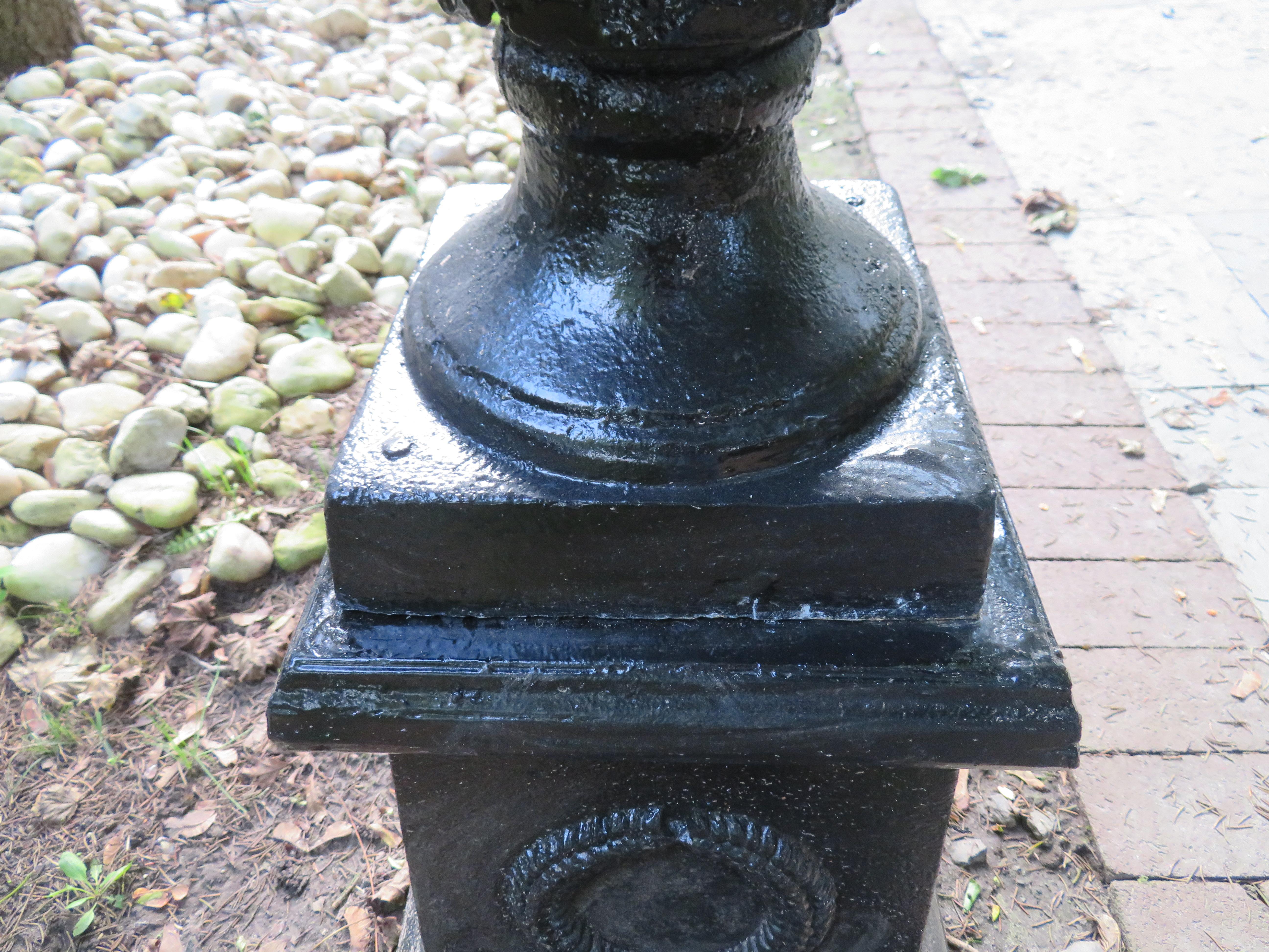 Painted Handsome Pair of 20th Century Cast Iron Urns Victorian Style