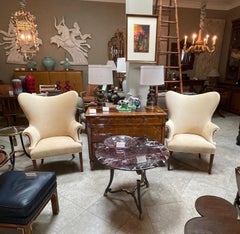Handsome Pair of American 1940's Butterfly Wingback Arm Chairs
