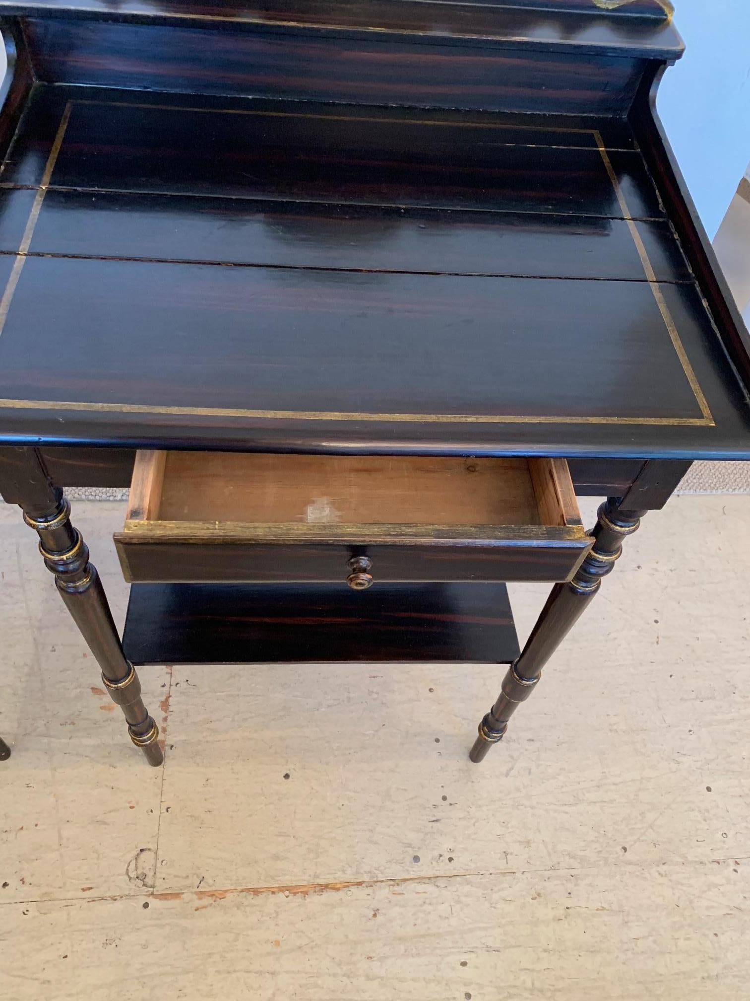 Handsome Antique Grain Painted & Gilded End Table Night Stand-One Available In Good Condition In Hopewell, NJ