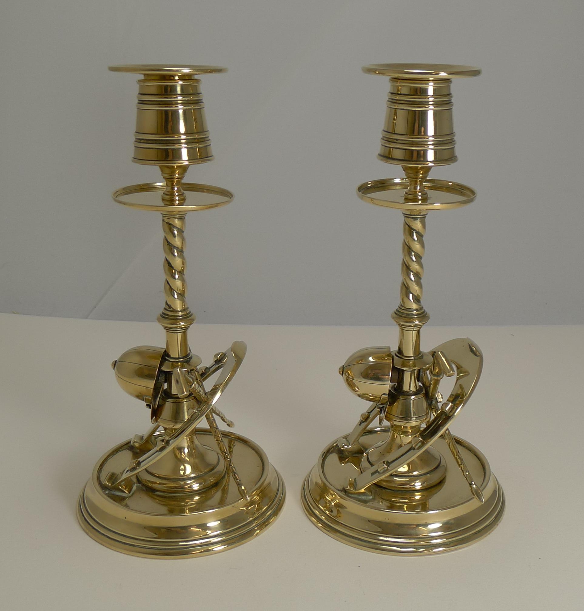 Handsome Pair of Antique Novelty Equestrian Candlesticks, circa 1890 In Good Condition In Bath, GB