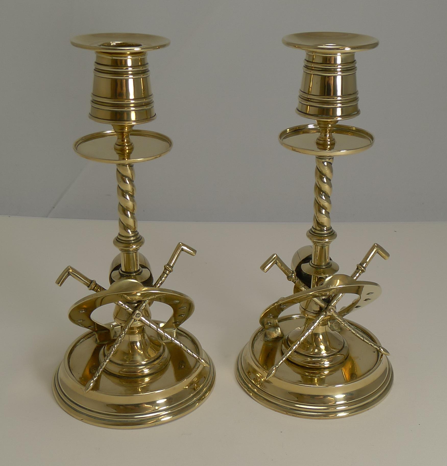 Late 19th Century Handsome Pair of Antique Novelty Equestrian Candlesticks, circa 1890