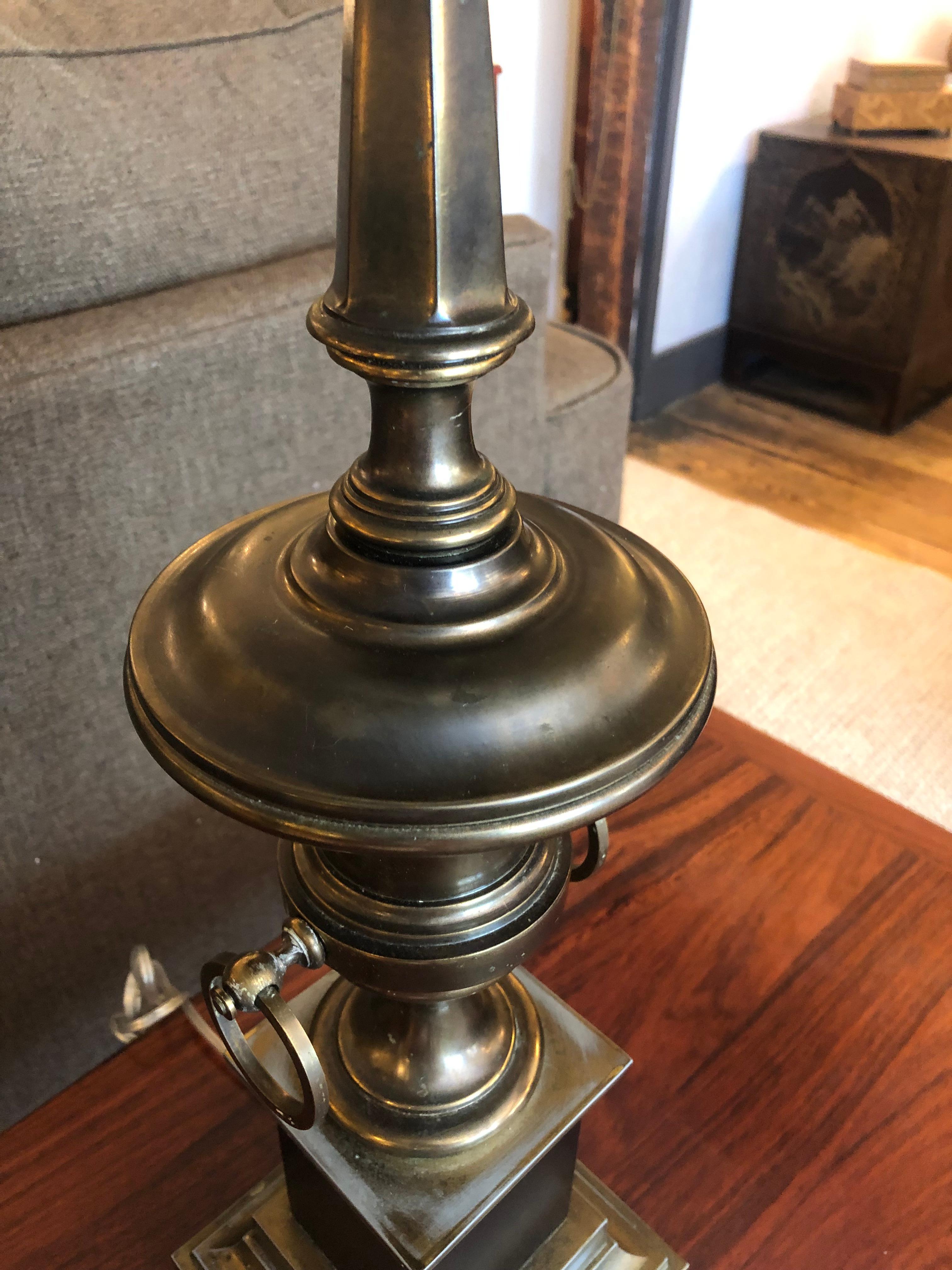 Metal Handsome Pair of Brass Urn Shaped Table Lamps