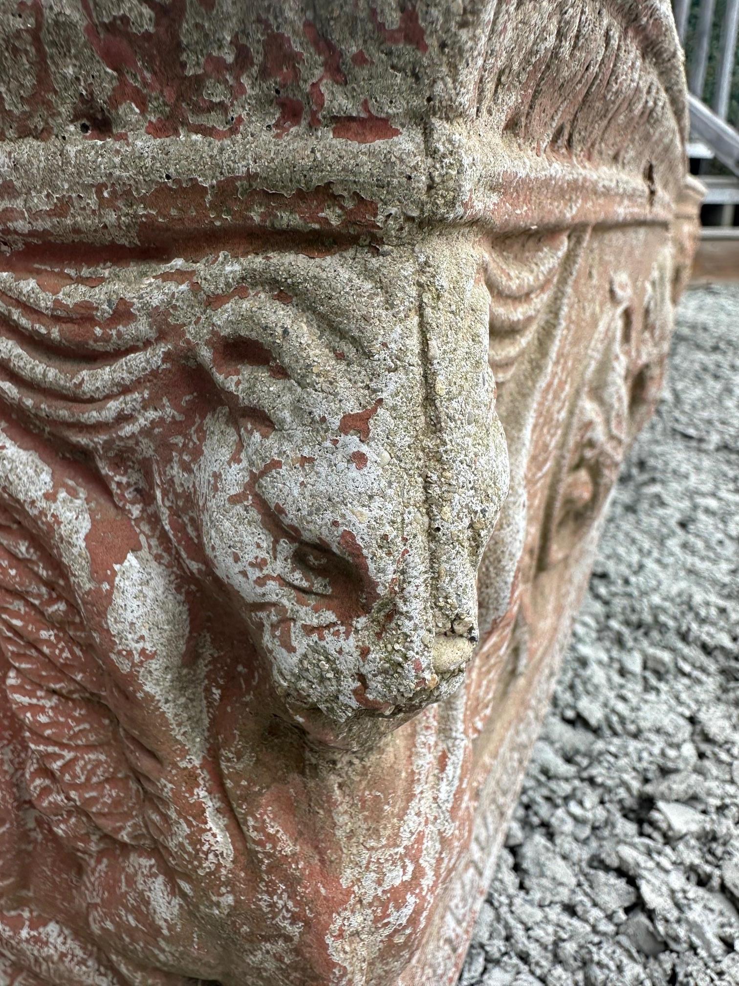 Neoclassical Handsome Pair of Cast Stone Trough Shaped Planters