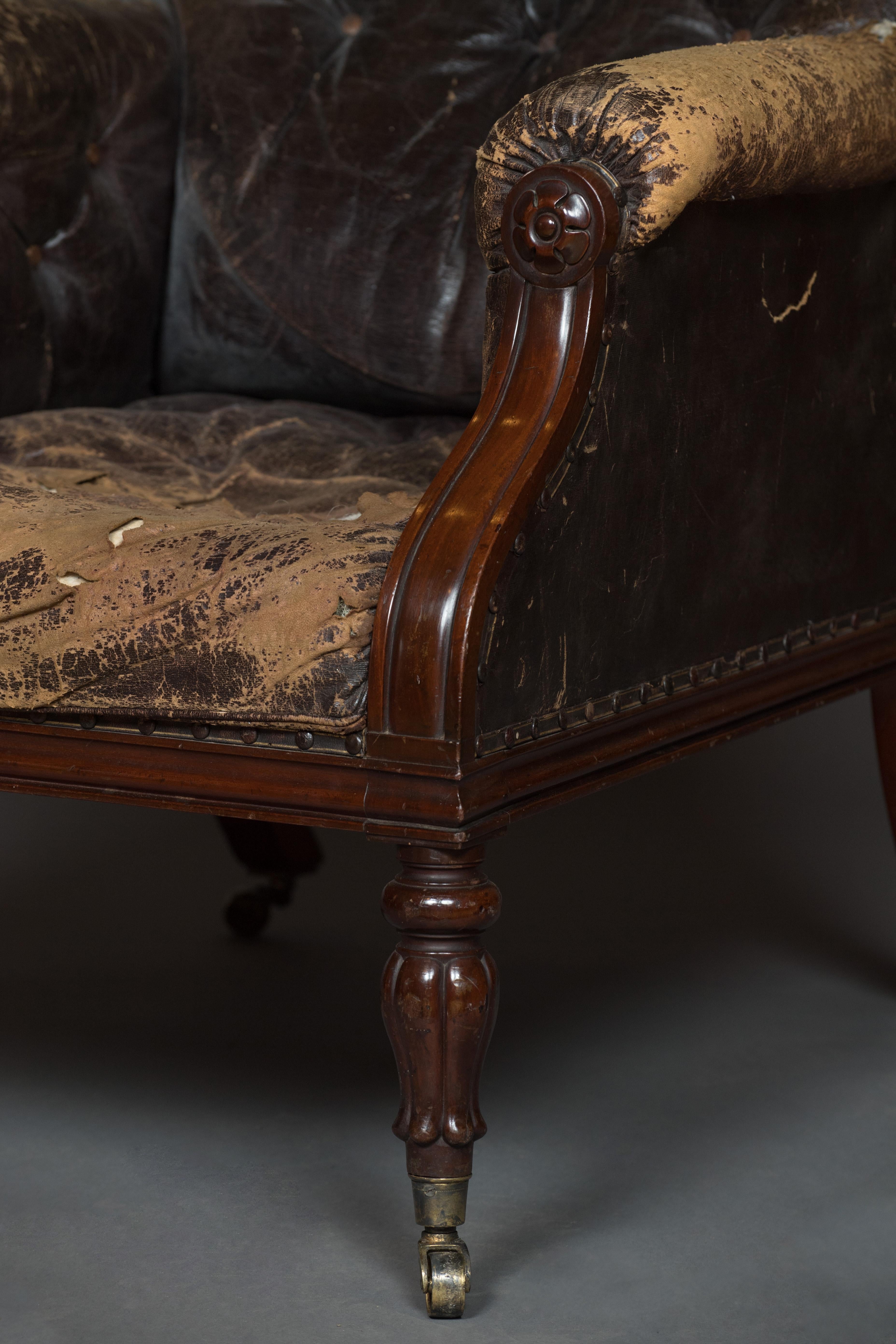 English Handsome Pair of George IV Country House Library Chairs, circa 1825