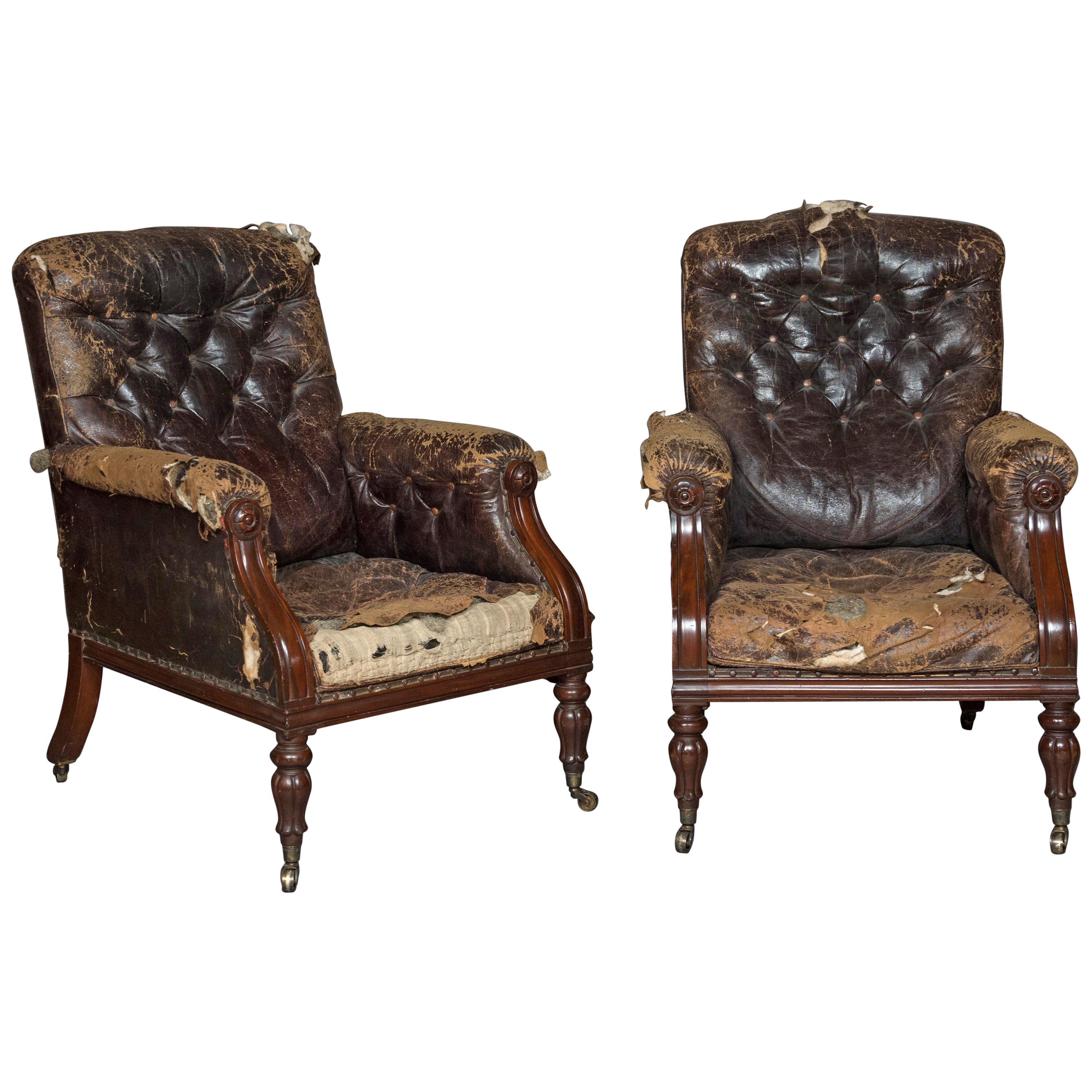 Handsome Pair of George IV Country House Library Chairs, circa 1825