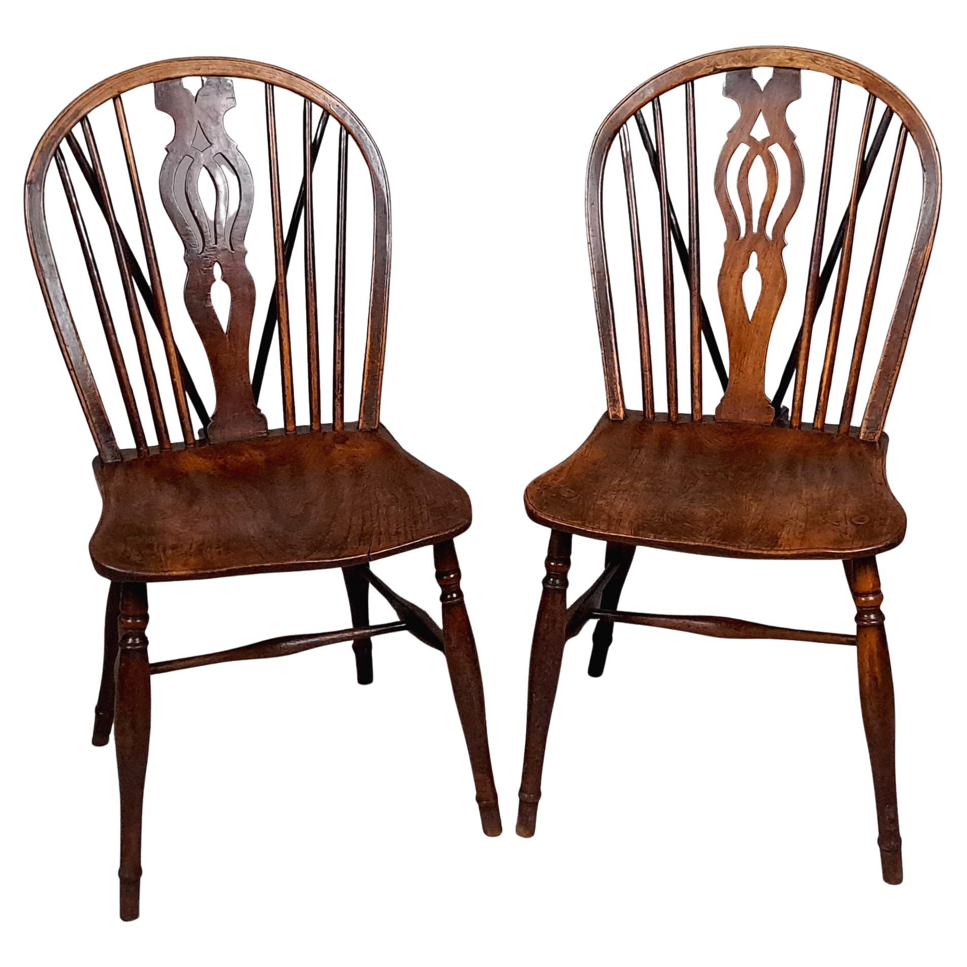 Handsome Pair of Georgian Stick Back Windsor Chairs c. 1810 For Sale