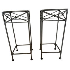 Handsome Pair of Diminutive Glass and Iron Side Martini Tables