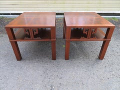 Handsome Pair of Heritage Henredon Asian End Table/ Night Stands Flame Mahogany